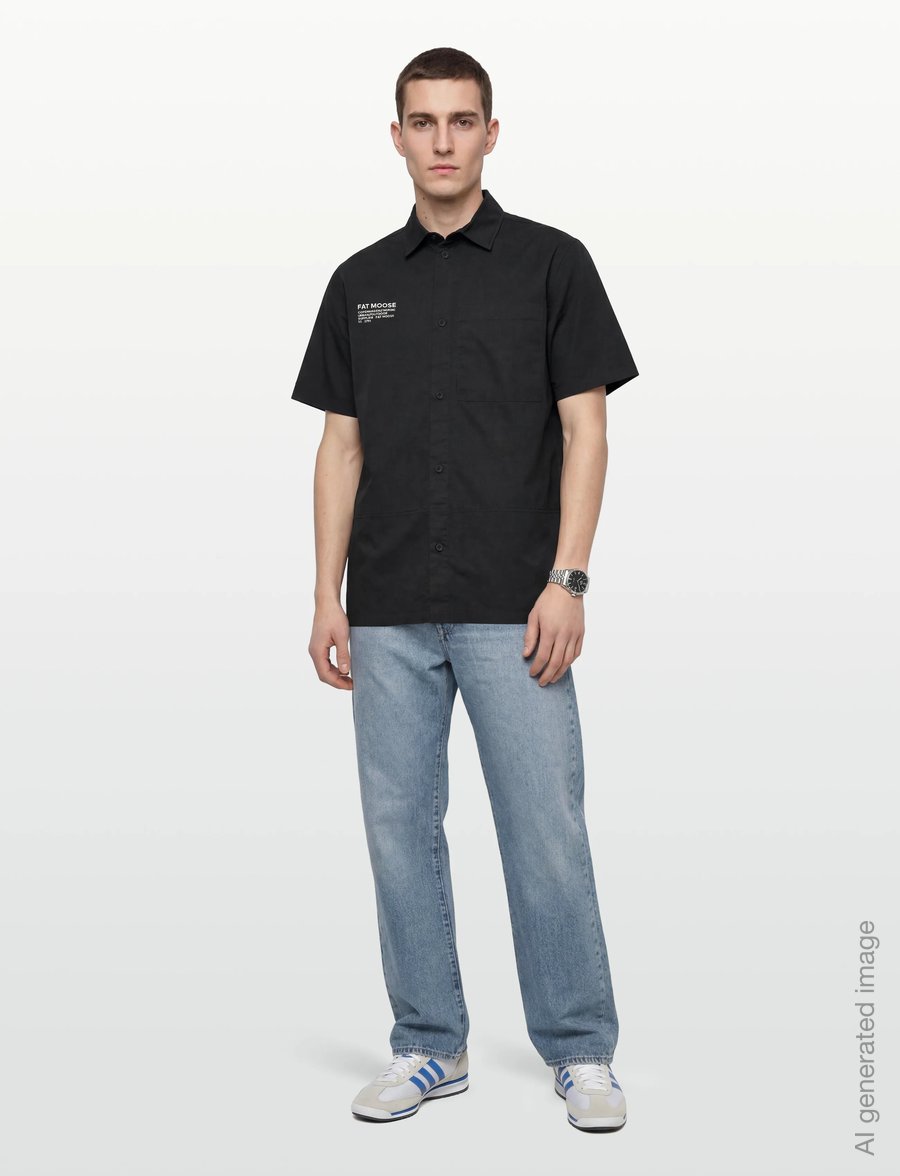 Fat Moose - Evan shirt SS - lühikeste varrukatega särgid - black - 0