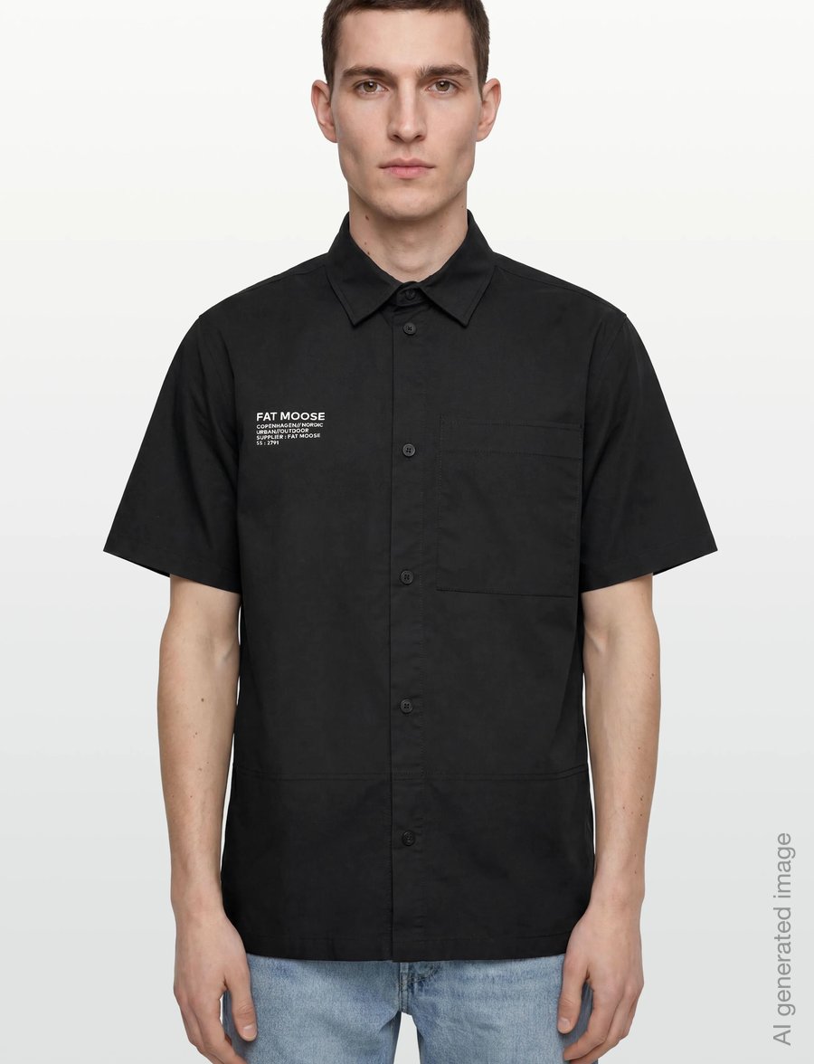 Fat Moose - Evan shirt SS - lühikeste varrukatega särgid - black - 3