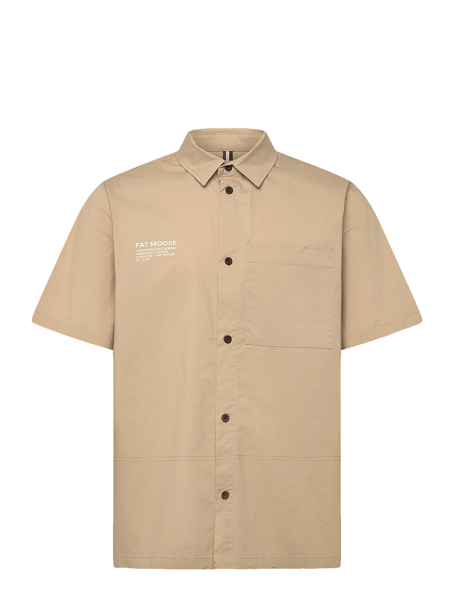 Fat Moose - Evan shirt SS - kortærmede skjorter - khaki - 1
