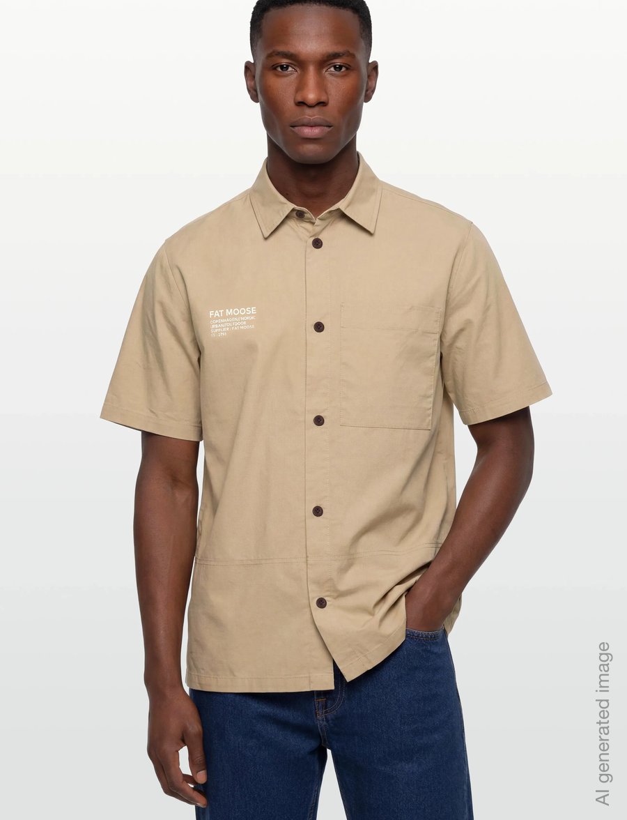 Fat Moose - Evan shirt SS - kortærmede skjorter - khaki - 3