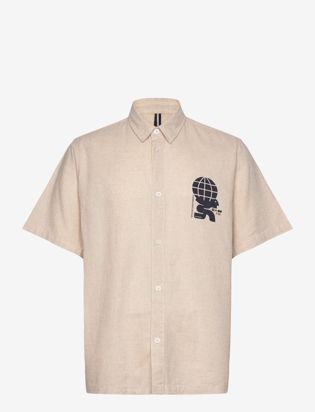 Fat Moose - Ian cotton linen shirt SS - linneskjortor - ecru - 1