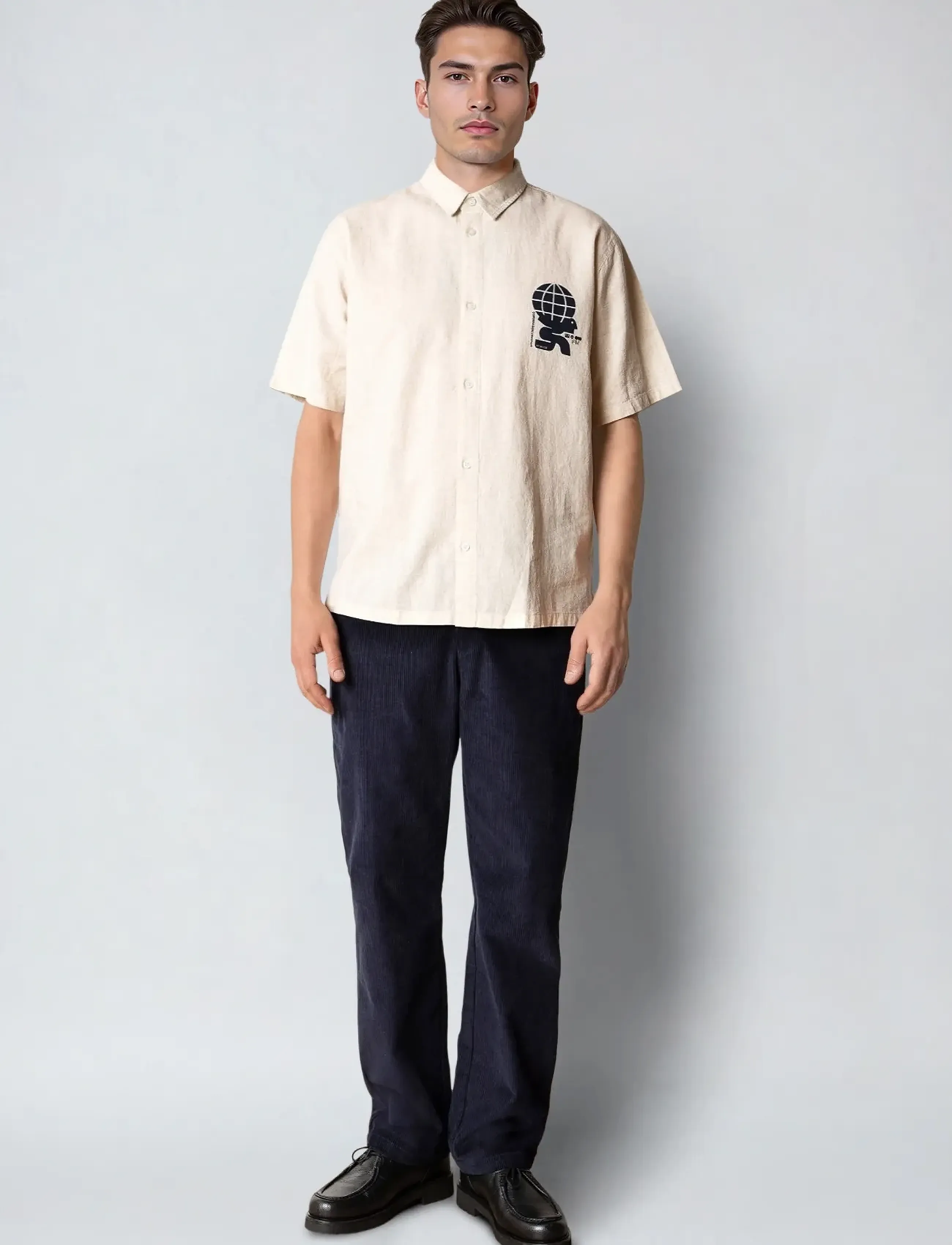Fat Moose - Ian cotton linen shirt SS - ecru - 3