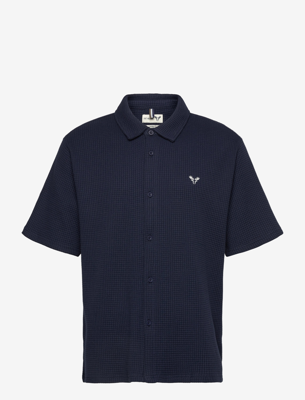 Fat Moose - Scott S/S shirt - kortärmade skjortor - navy - 1