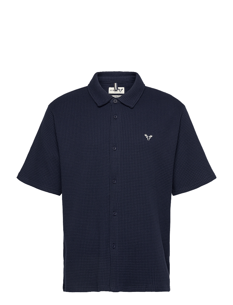 Fat Moose - Scott S/S shirt - kortärmade skjortor - navy - 1