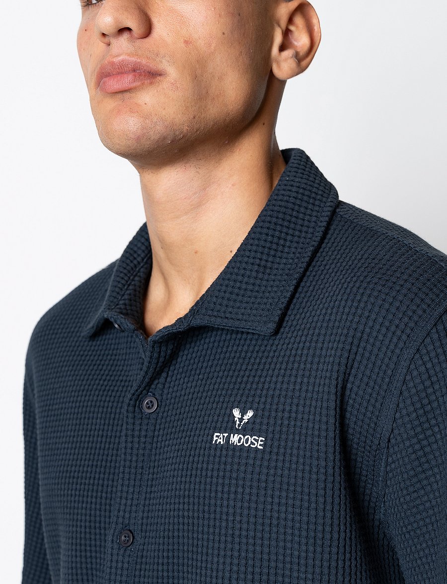 Fat Moose - Scott S/S shirt - short-sleeved shirts - navy - 3