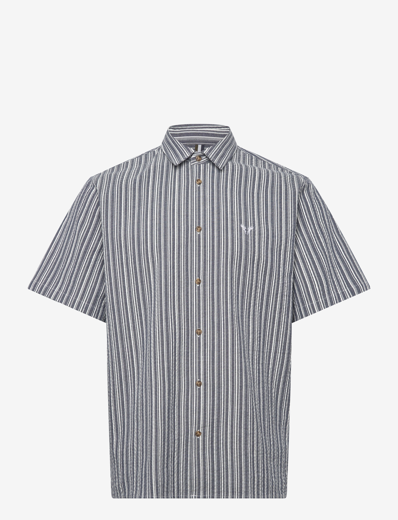 Fat Moose - Colby shirt SS - kortærmede skjorter - navy/white - 1