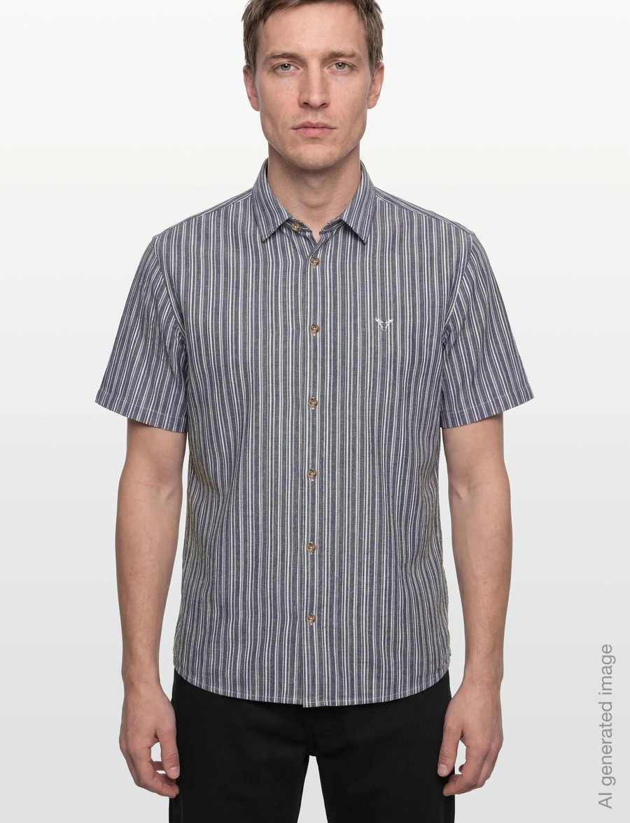 Fat Moose - Colby shirt SS - kurzarmhemden - navy/white - 3
