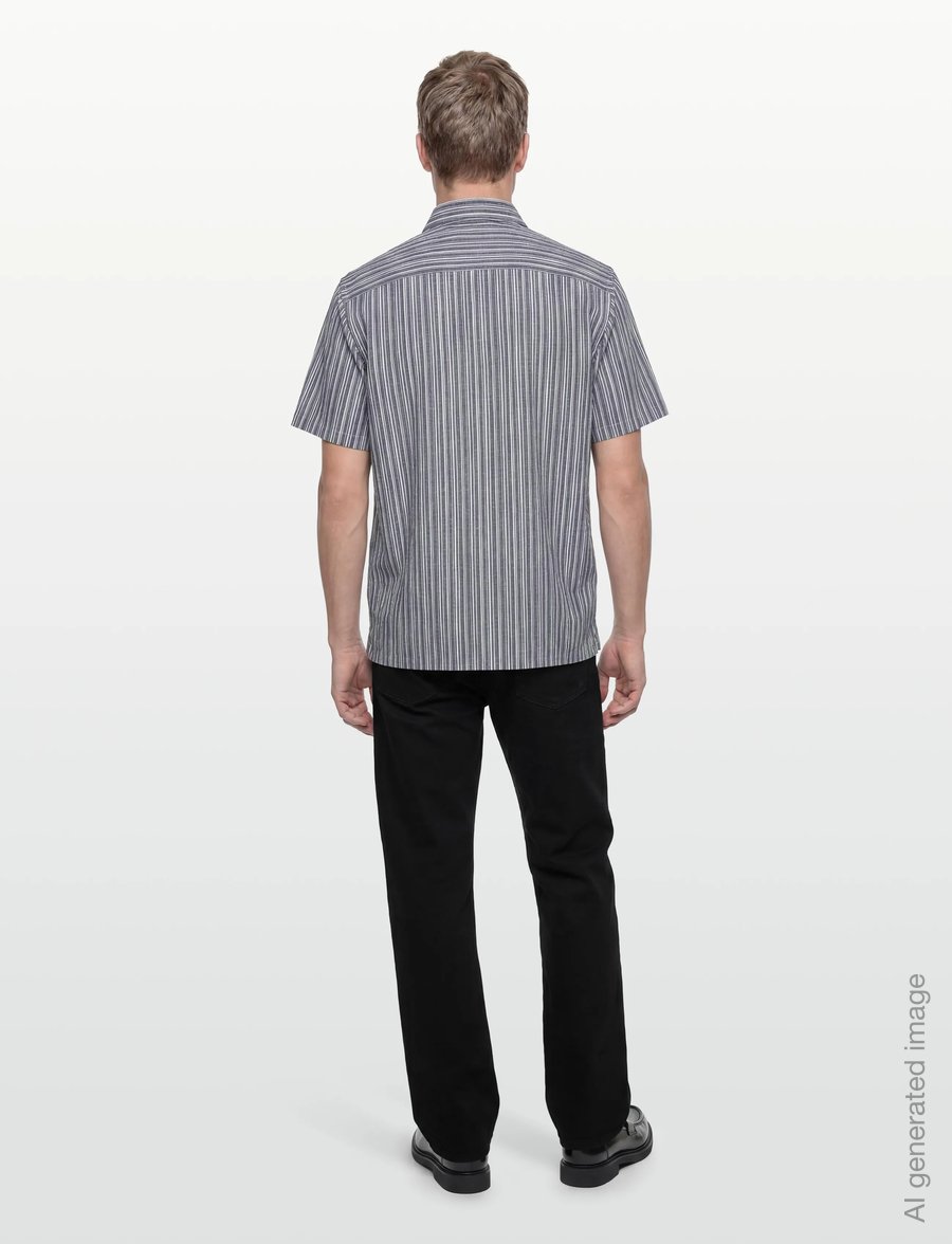 Fat Moose - Colby shirt SS - kurzarmhemden - navy/white - 4