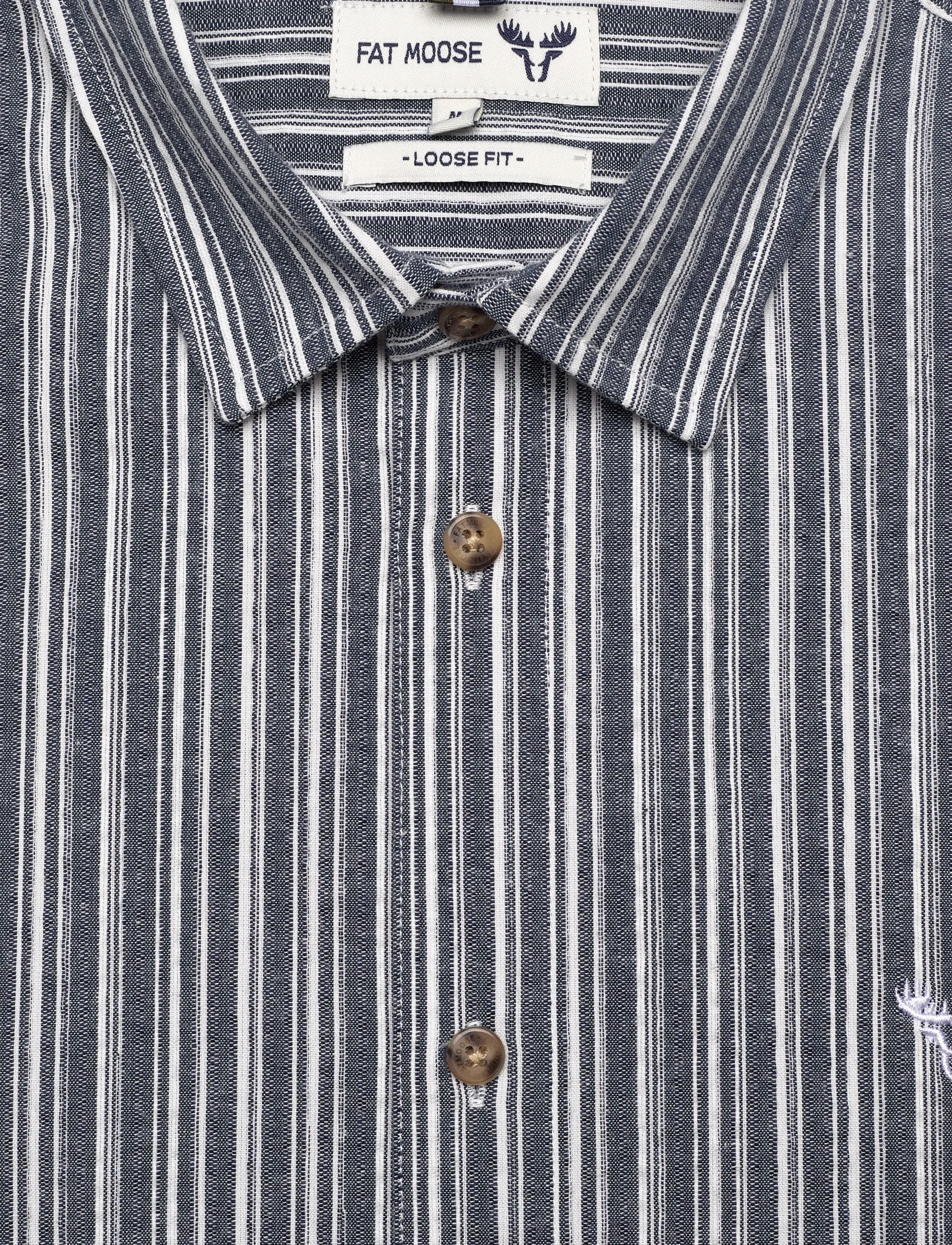 Fat Moose - Colby shirt SS - kortærmede skjorter - navy/white - 5
