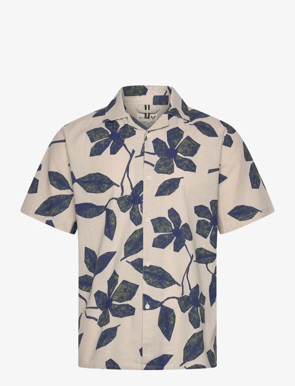 Fat Moose - Ezra Cotton Linen Shirt SS - linneskjortor - multi army/natural - 1