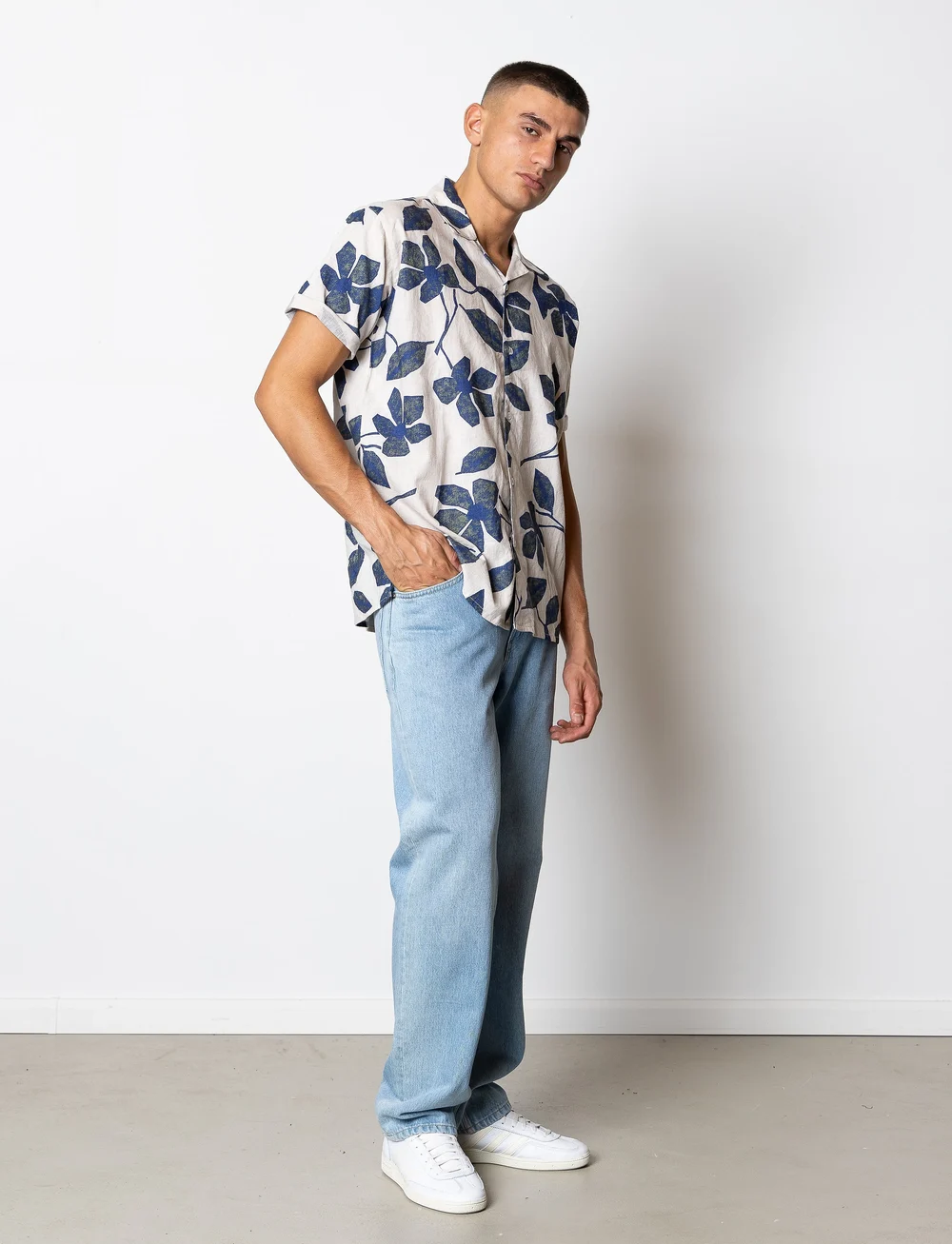 Fat Moose - Ezra Cotton Linen Shirt SS - linneskjortor - multi army/natural - 4