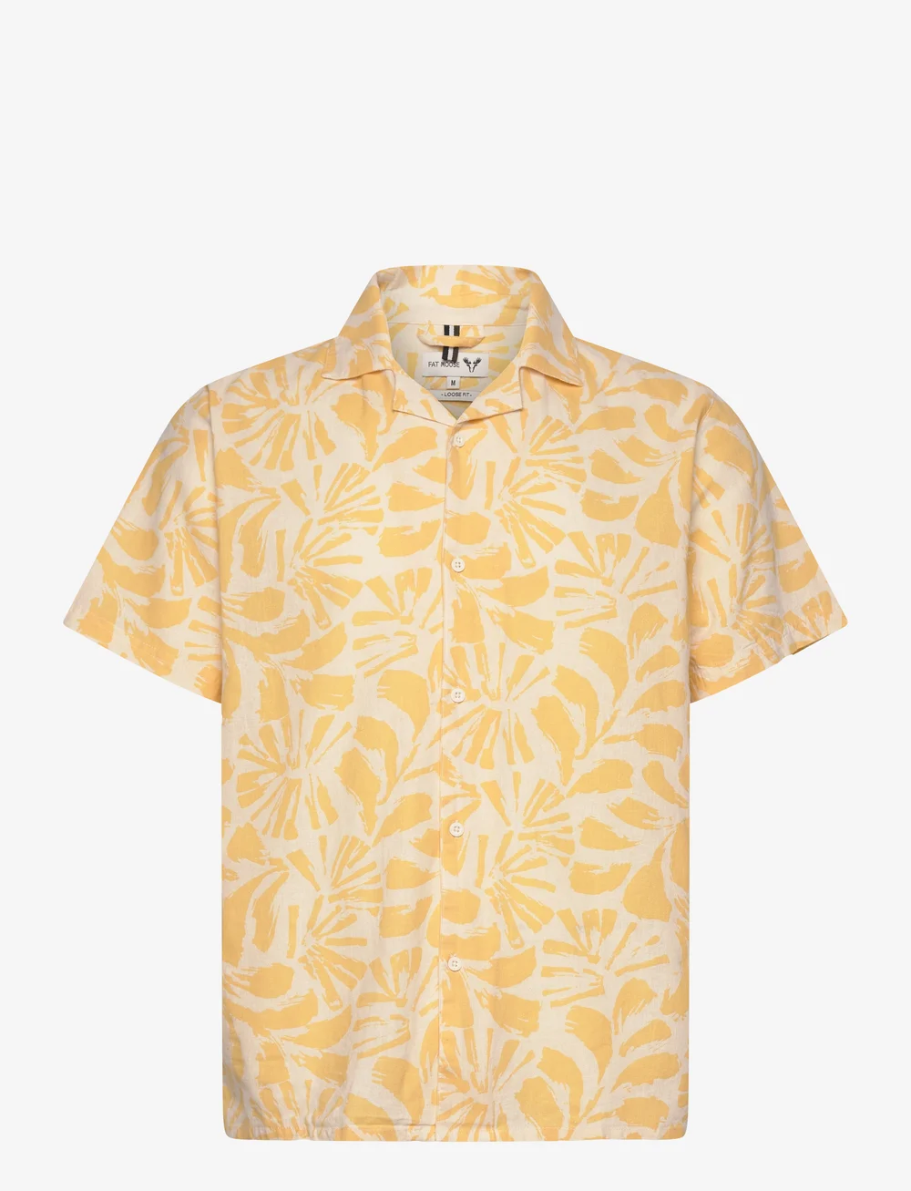 Fat Moose - Zane Cotton Linen Shirt SS - linneskjortor - multi warm yellow/ecru - 1