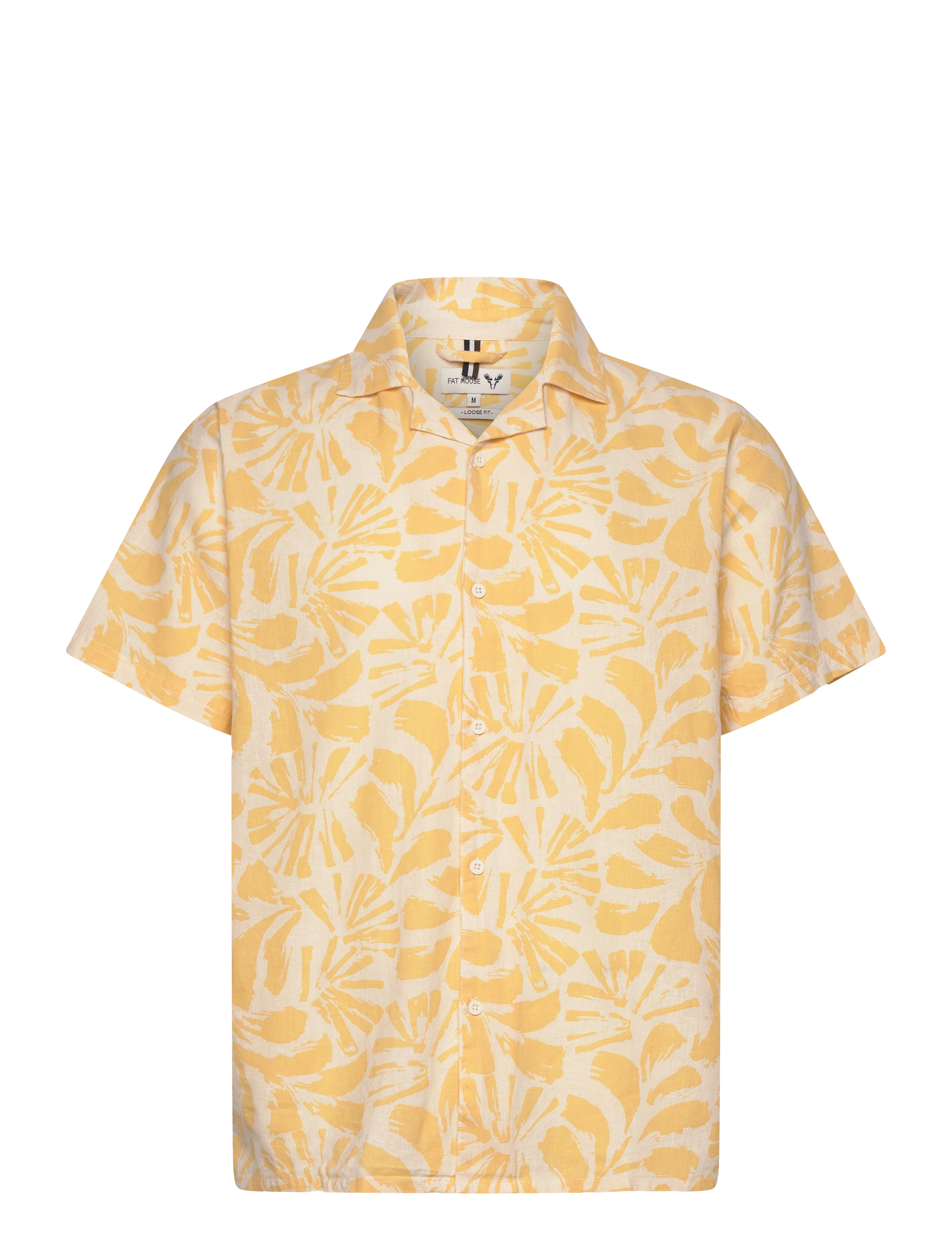 Fat Moose - Zane Cotton Linen Shirt SS - multi warm yellow/ecru - 1