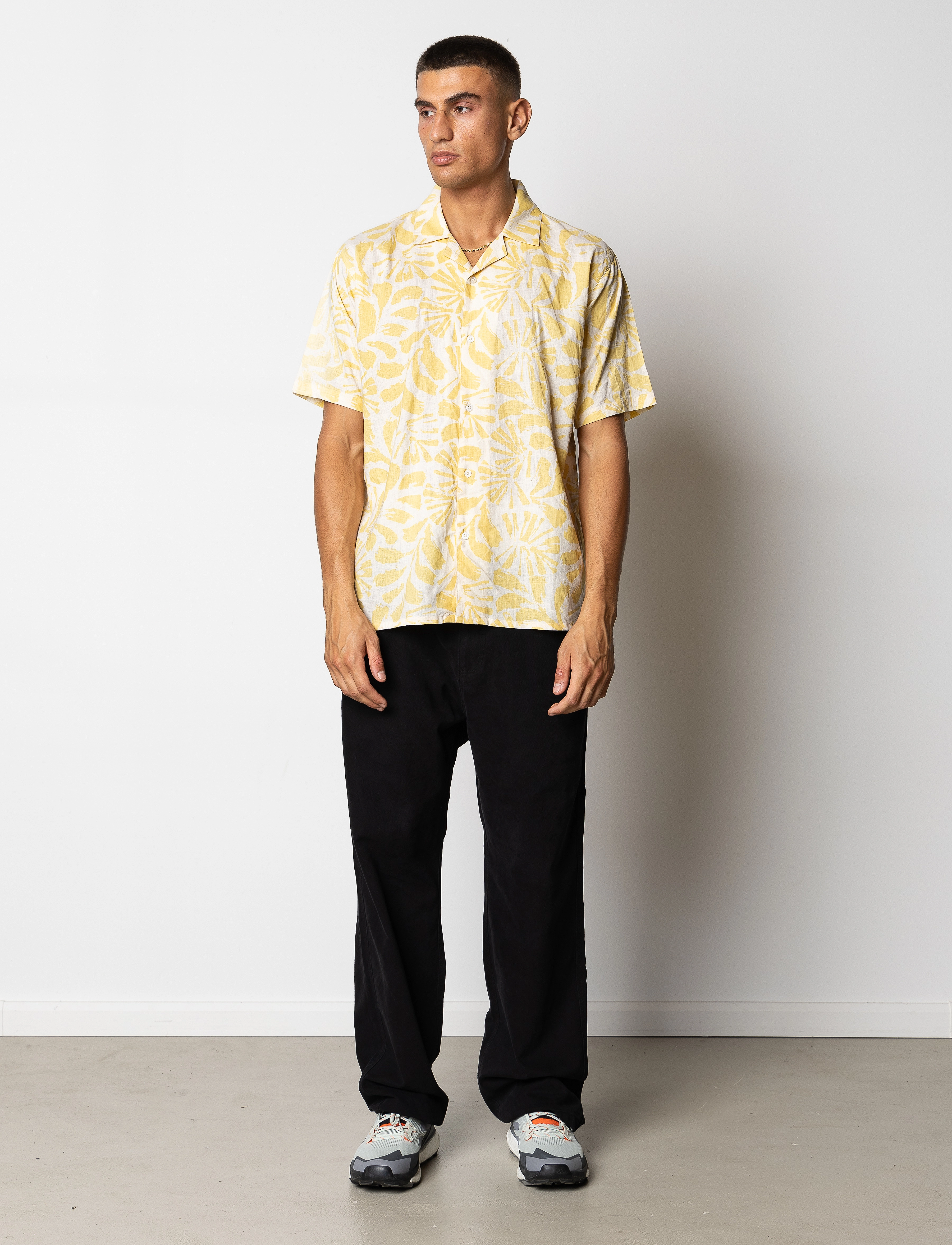 Fat Moose - Zane Cotton Linen Shirt SS - multi warm yellow/ecru - 4
