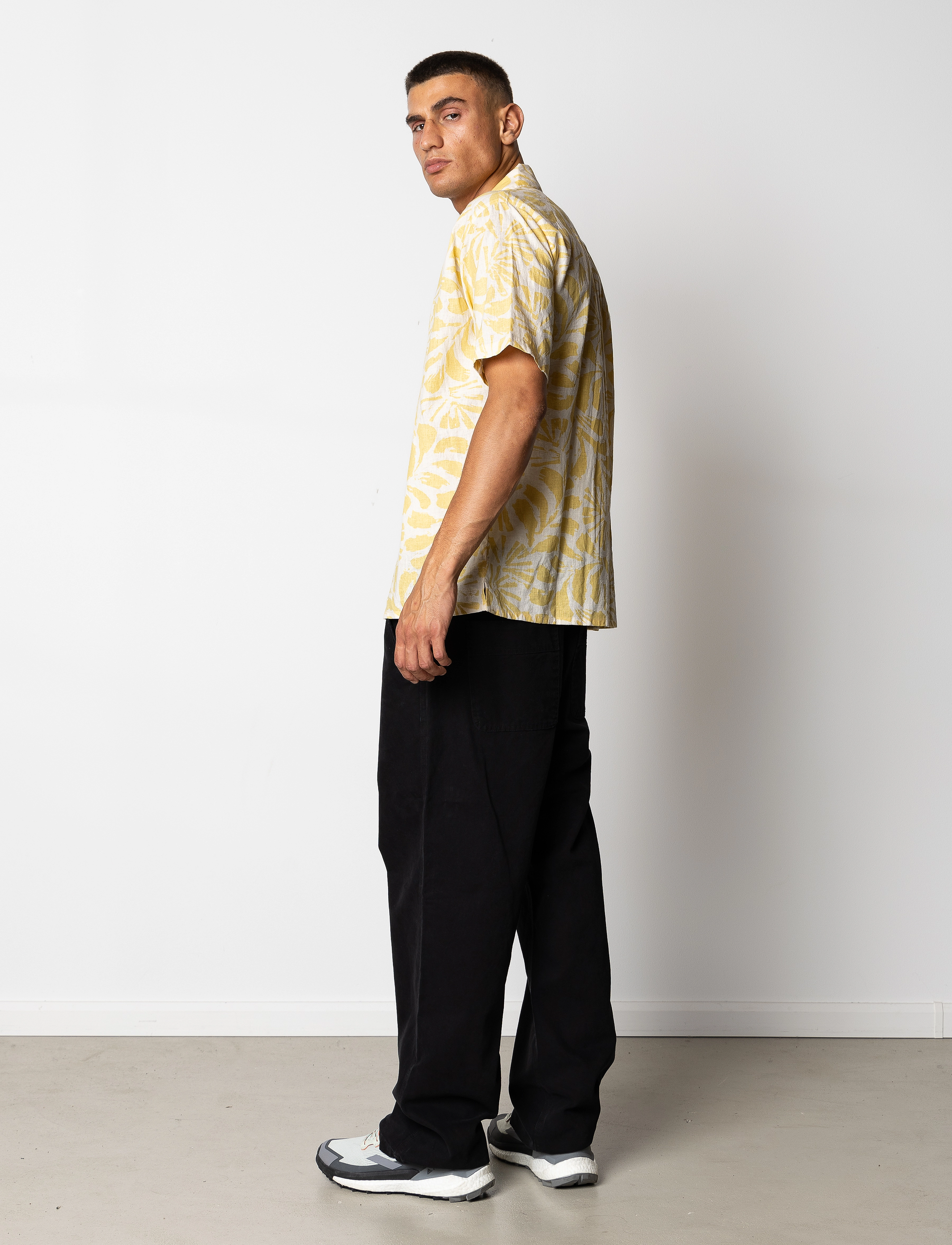 Fat Moose - Zane Cotton Linen Shirt SS - multi warm yellow/ecru - 5