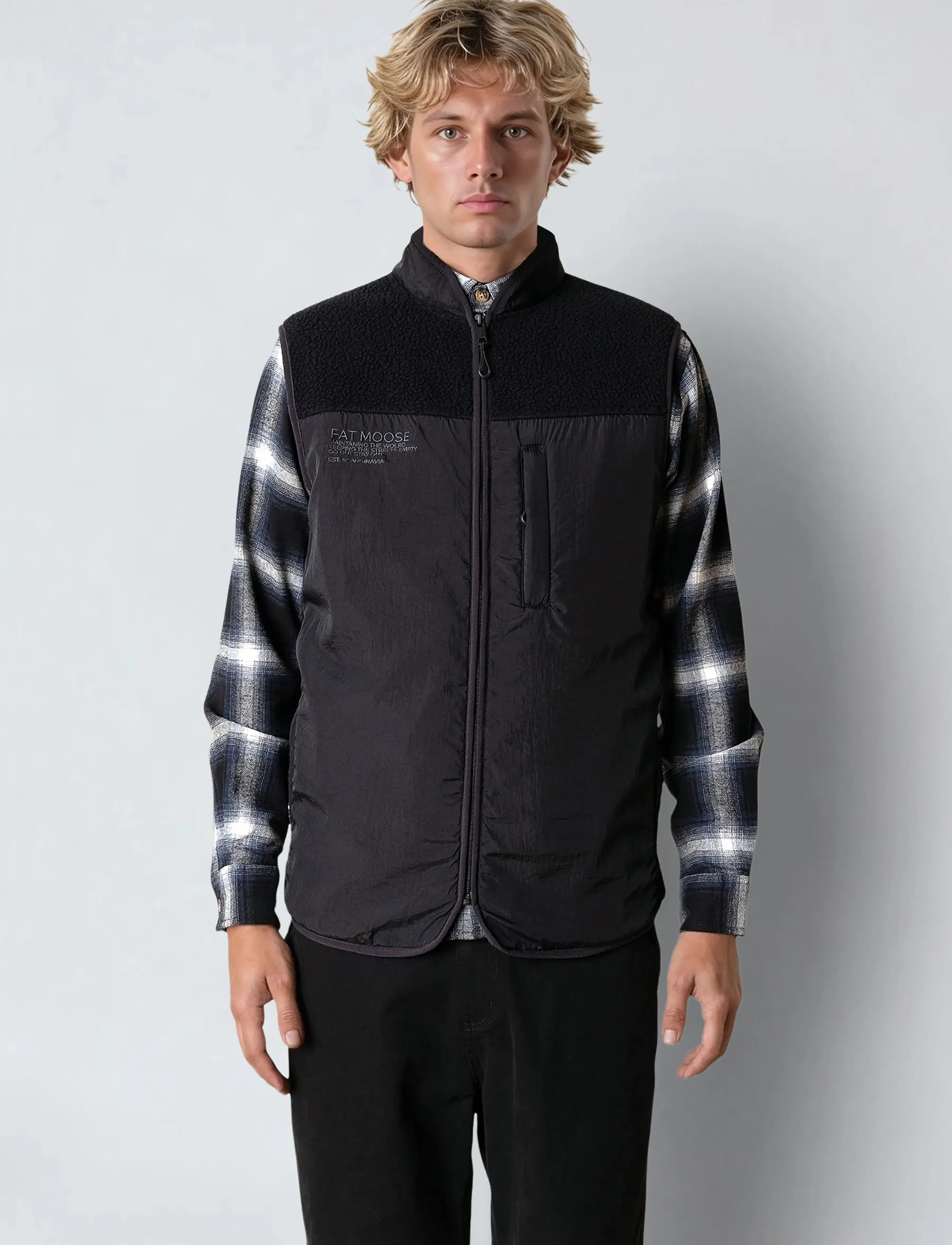 Fat Moose Vester Fleece Vest, L, Black, Overtøj > Veste, Herre