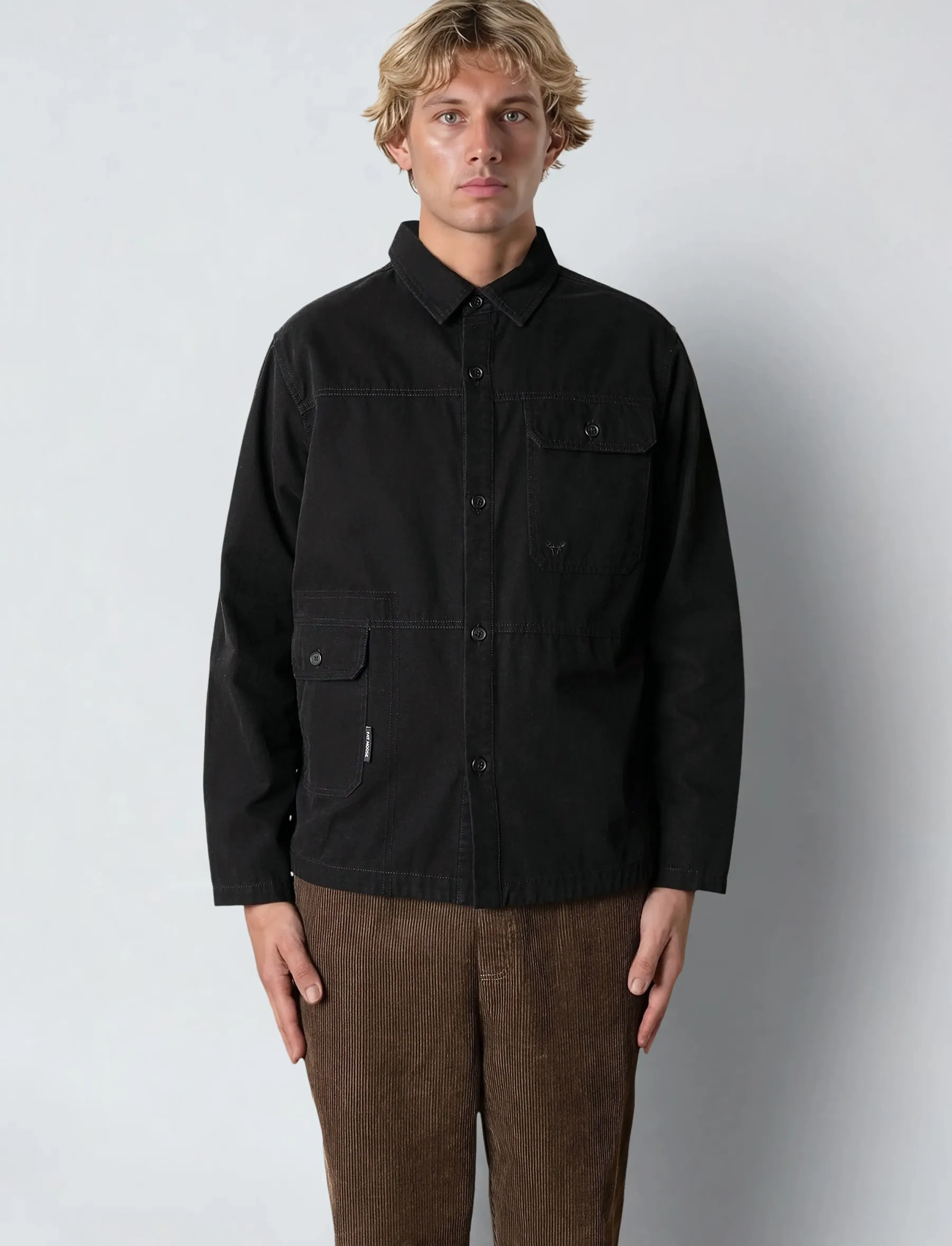 Fat Moose Dereck Cotton Overshirt, Mænd, Overshirt, Sort, Str: M