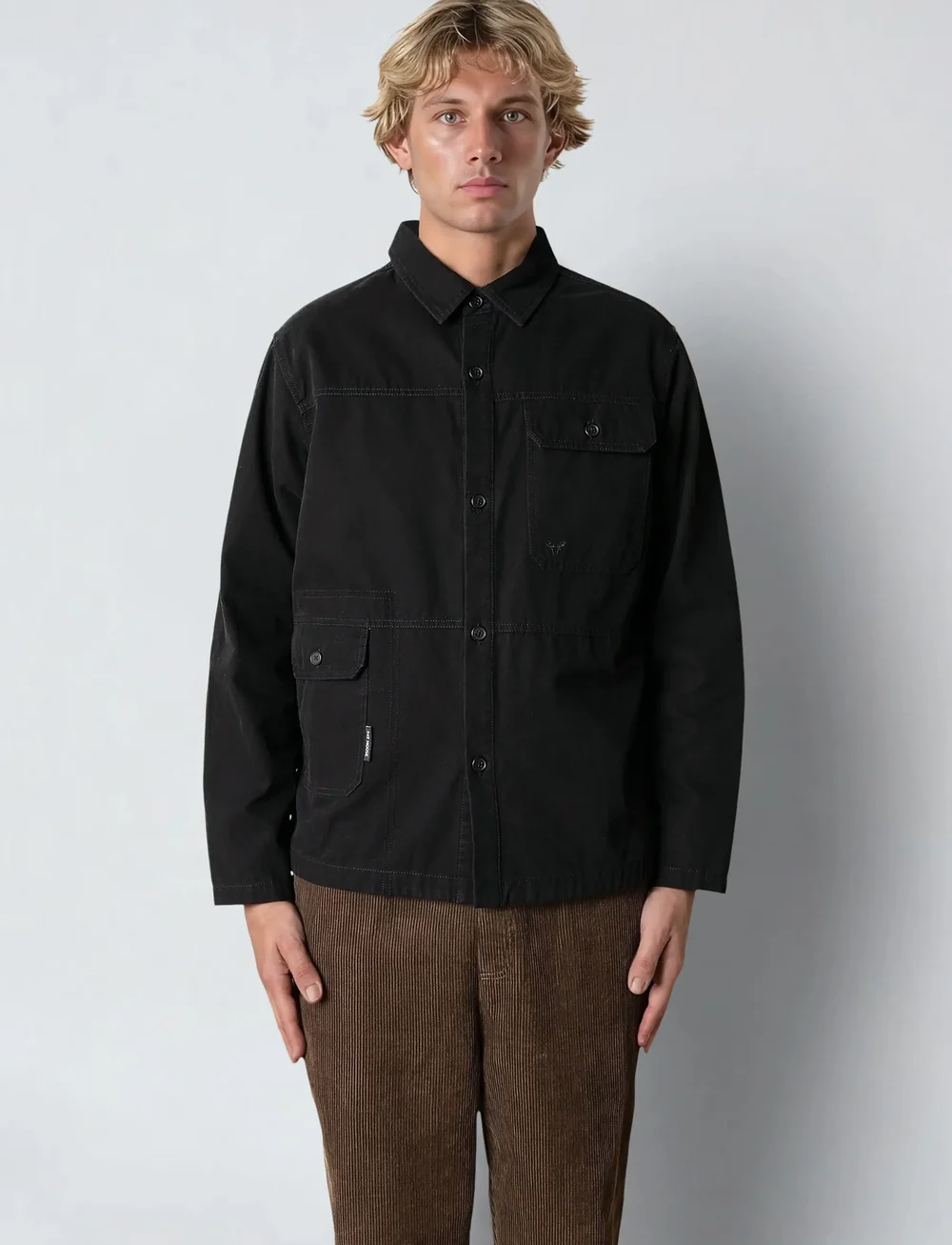 Fat Moose - Dereck cotton overshirt - kollektioner - black - 0