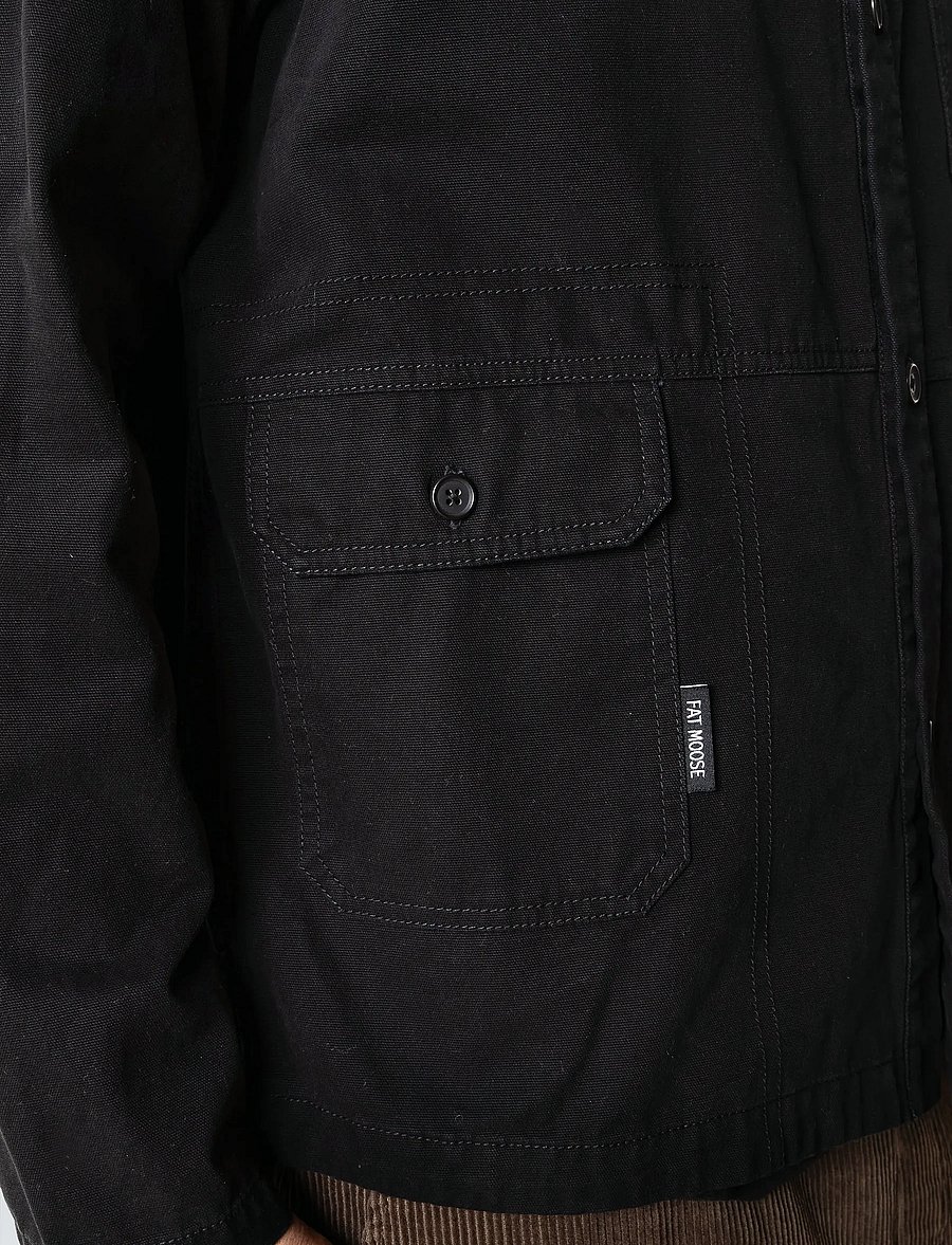 Fat Moose - Dereck cotton overshirt - kollektionen - black - 3