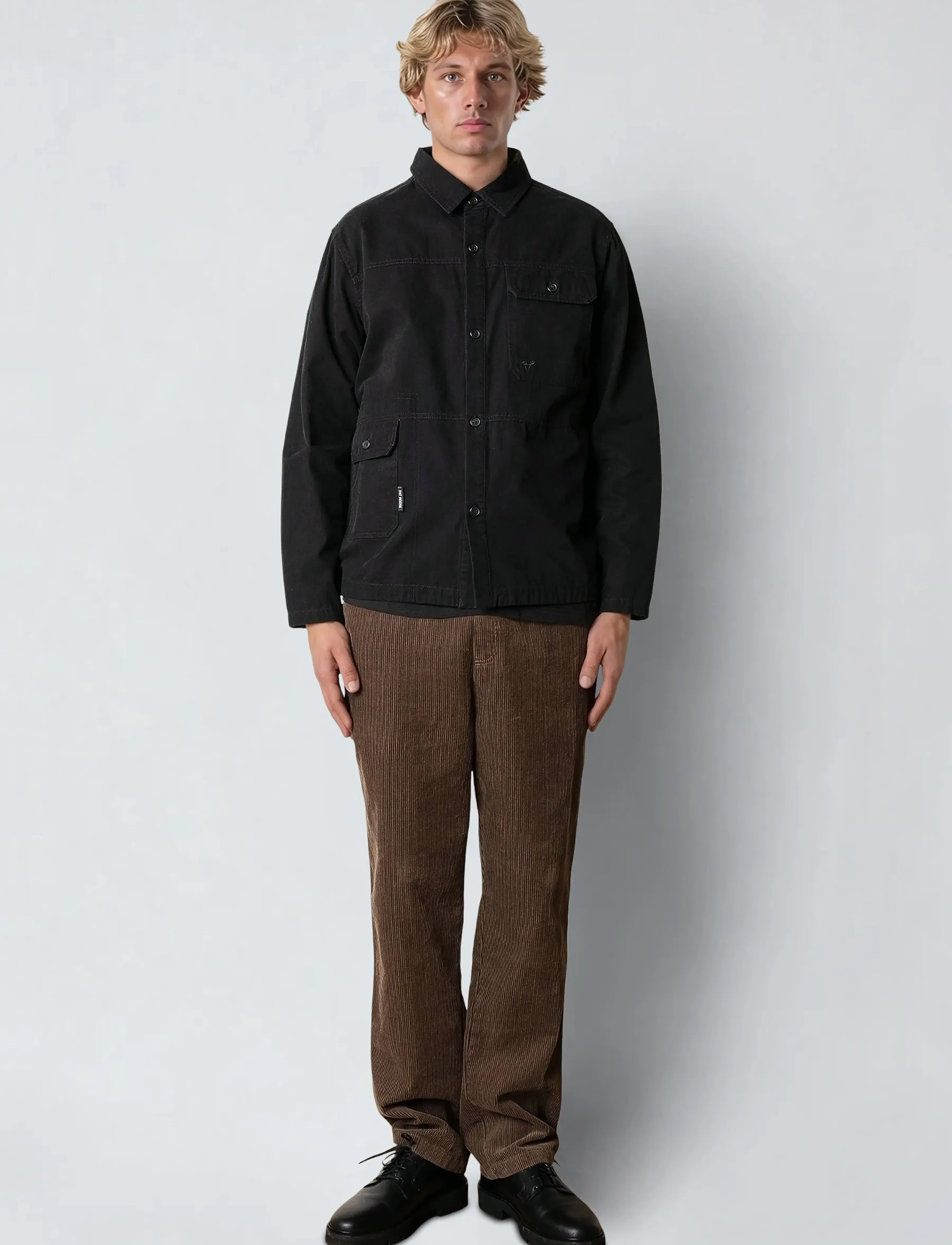 Fat Moose - Dereck cotton overshirt - kollektionen - black - 4