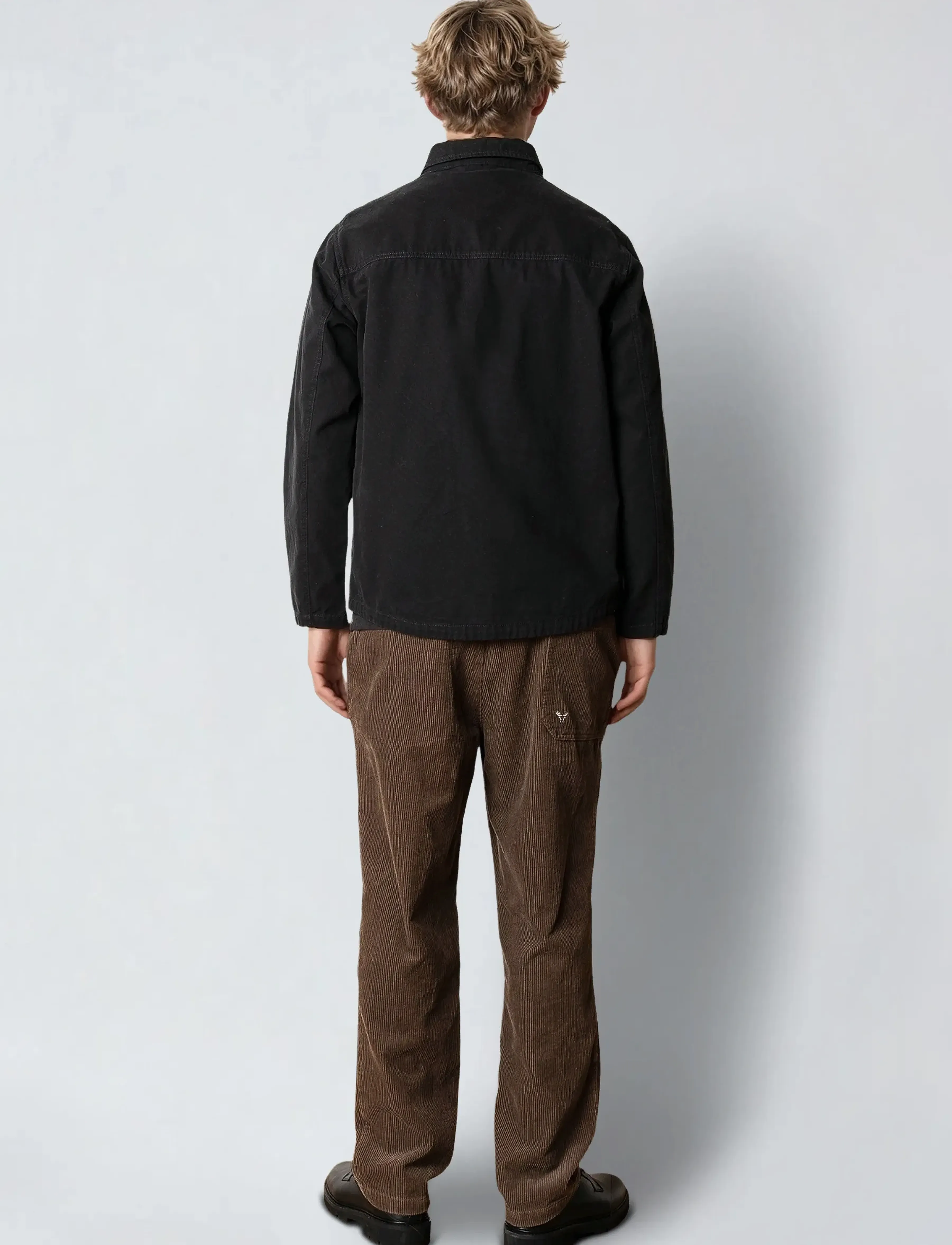 Fat Moose - Dereck cotton overshirt - kollektionen - black - 5