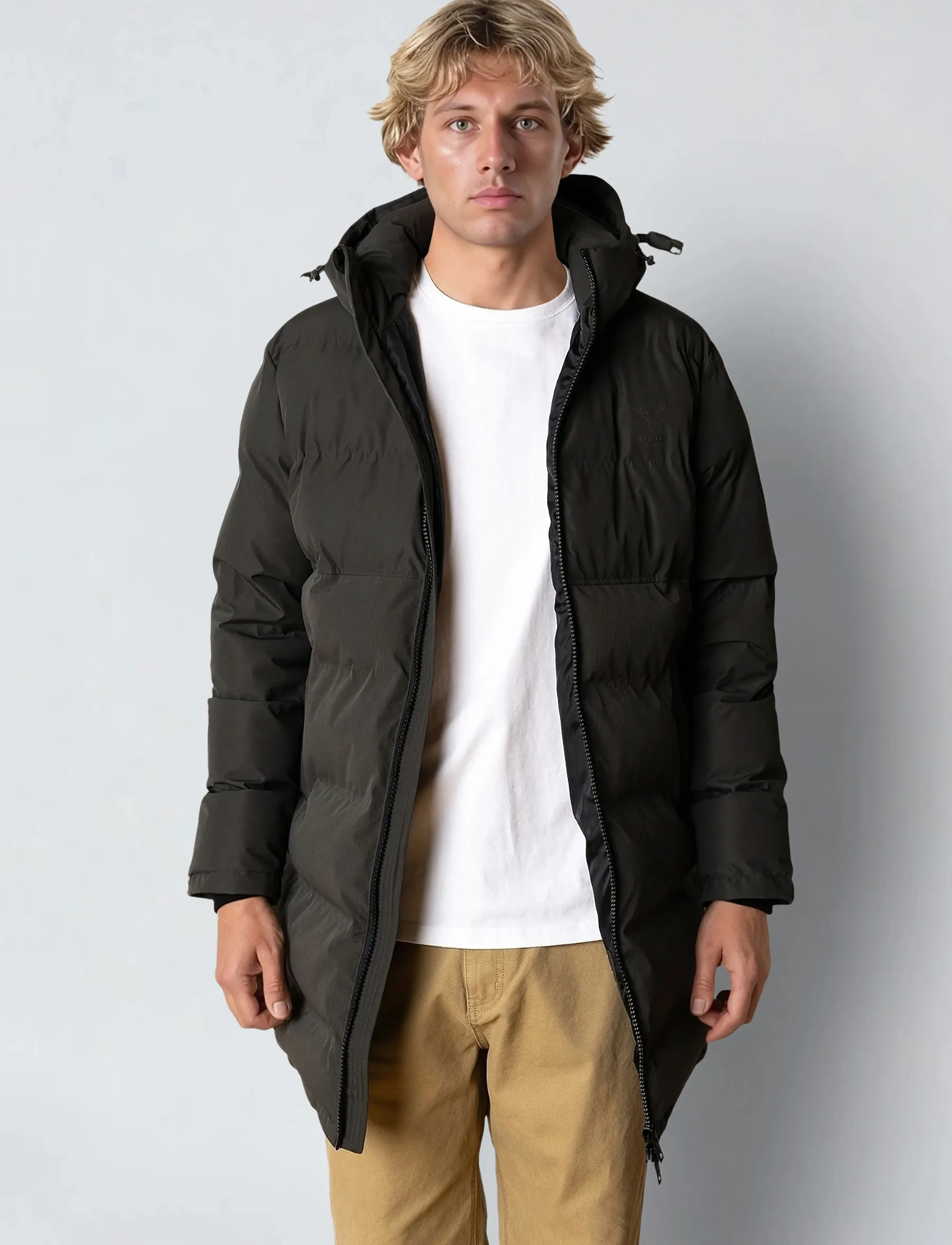 Fat Moose Birk Long Jacket, XXL, Khaki green, Jakker > Vatterede Jakker, Herre
