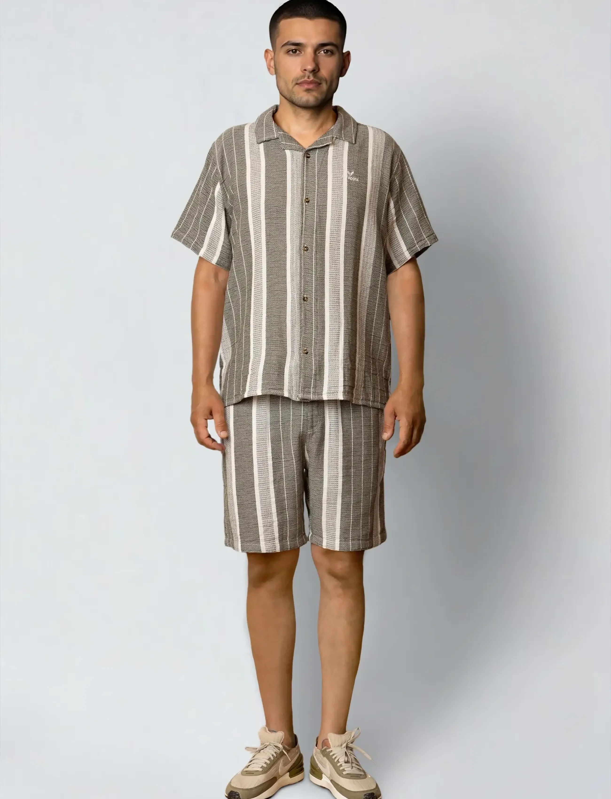 Fat Moose - Leo shorts - casual shorts - dusty green/off white striped - 3