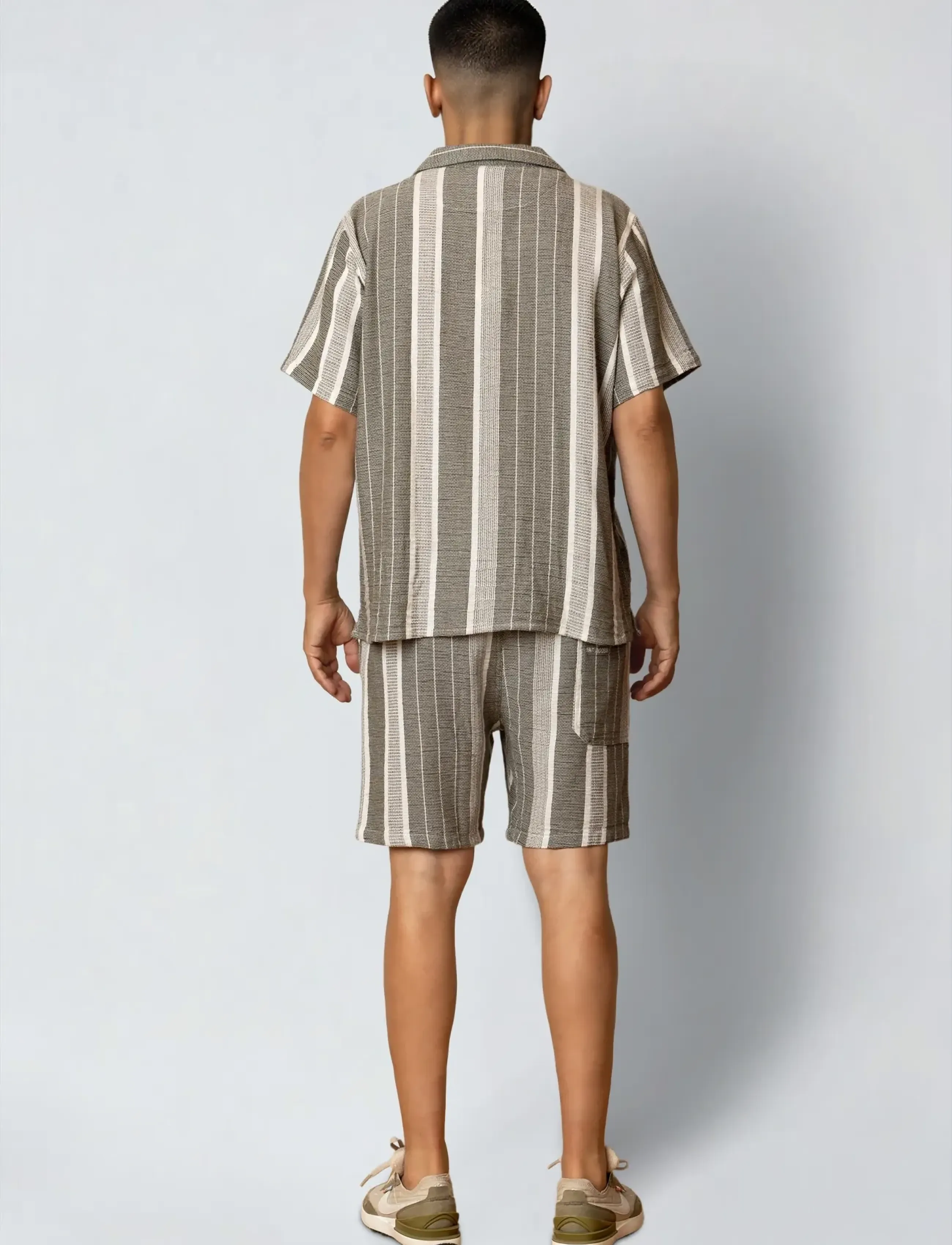 Fat Moose - Leo shorts - casual shorts - dusty green/off white striped - 4