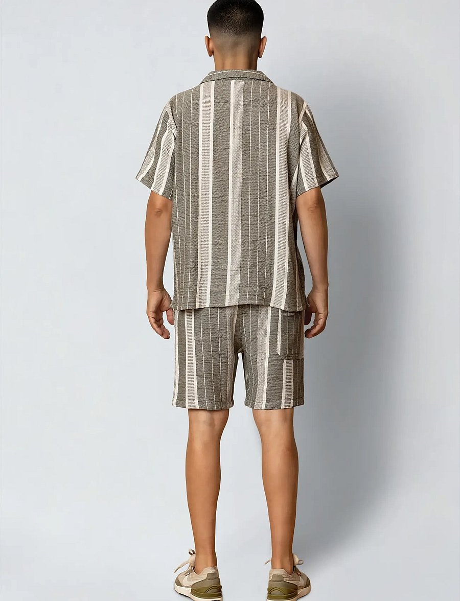Fat Moose - Leo shorts - freizeitshorts - dusty green/off white striped - 4