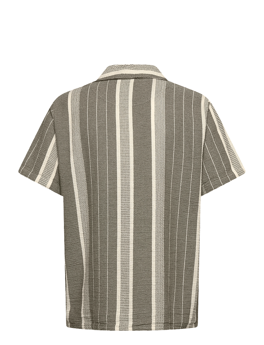 Fat Moose - Leo bowling shirt - kurzarmhemden - dusty green/off white striped - 2