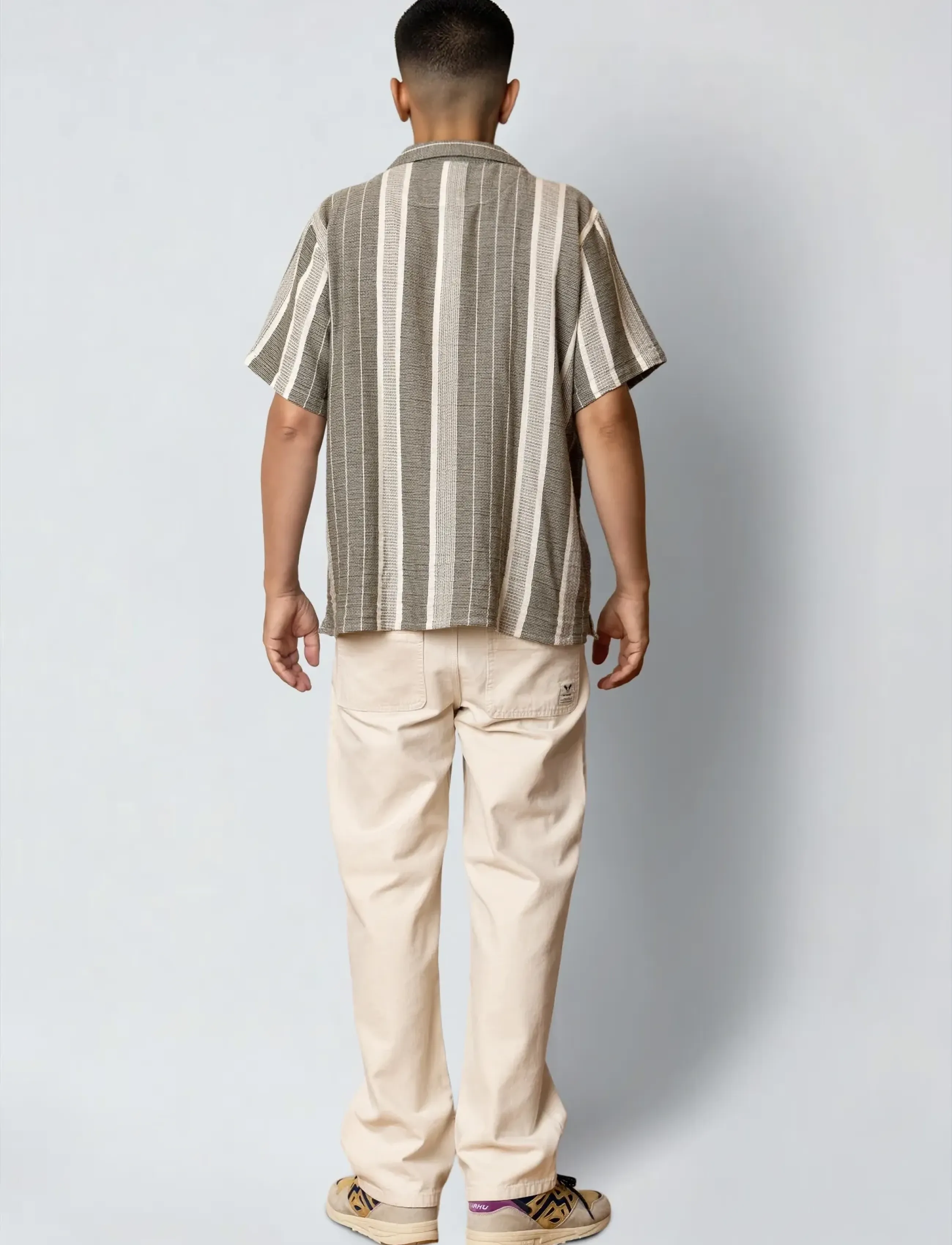 Fat Moose - Leo bowling shirt - kurzarmhemden - dusty green/off white striped - 4