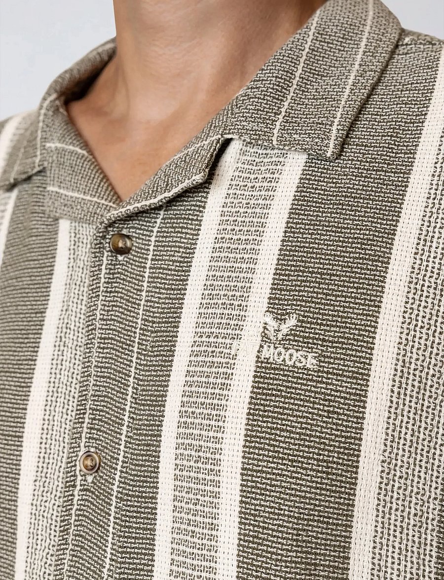 Fat Moose - Leo bowling shirt - kurzarmhemden - dusty green/off white striped - 5