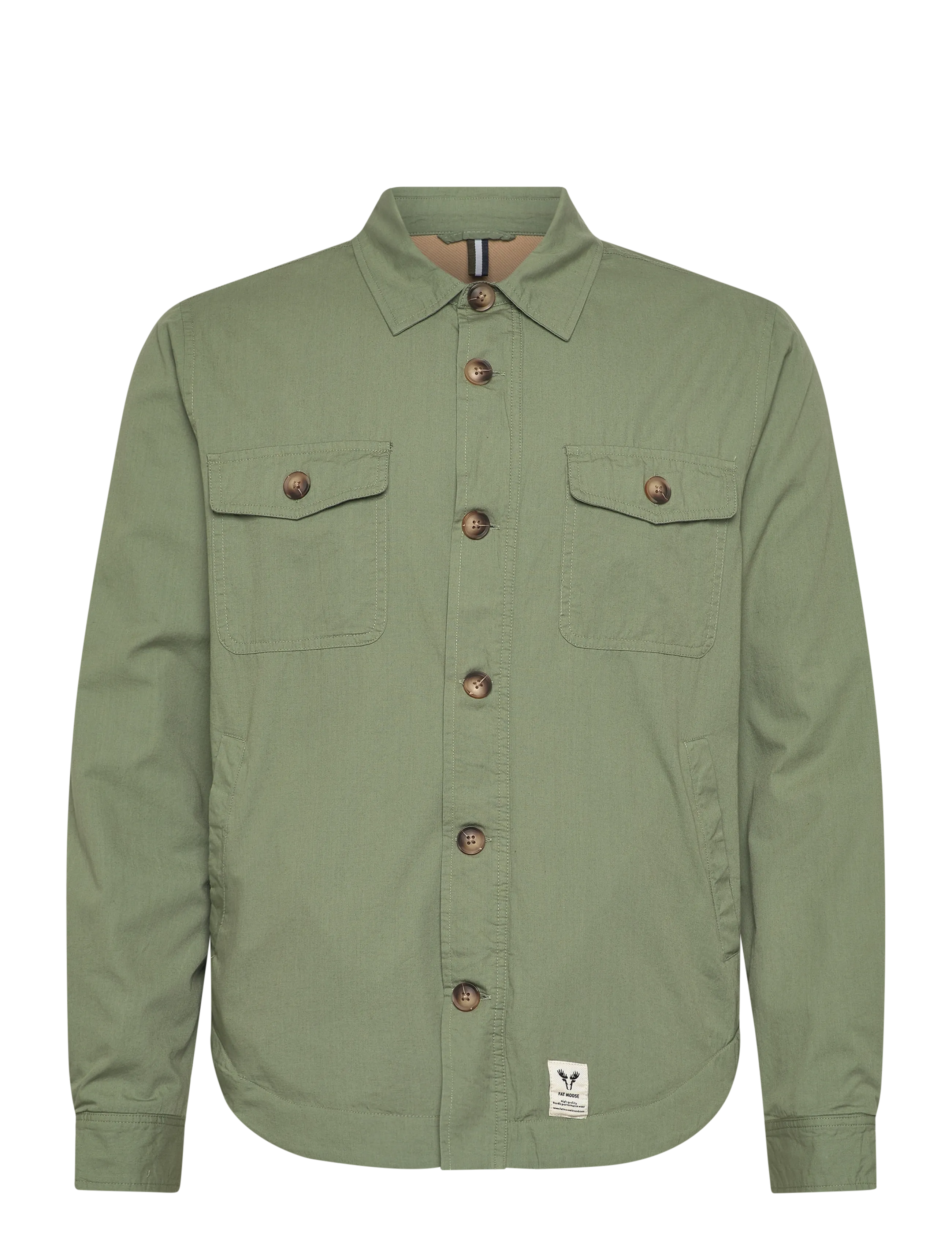 Fat Moose Arvid cotton overshirt - Overshirts - DUSTY GREEN / khaki/green