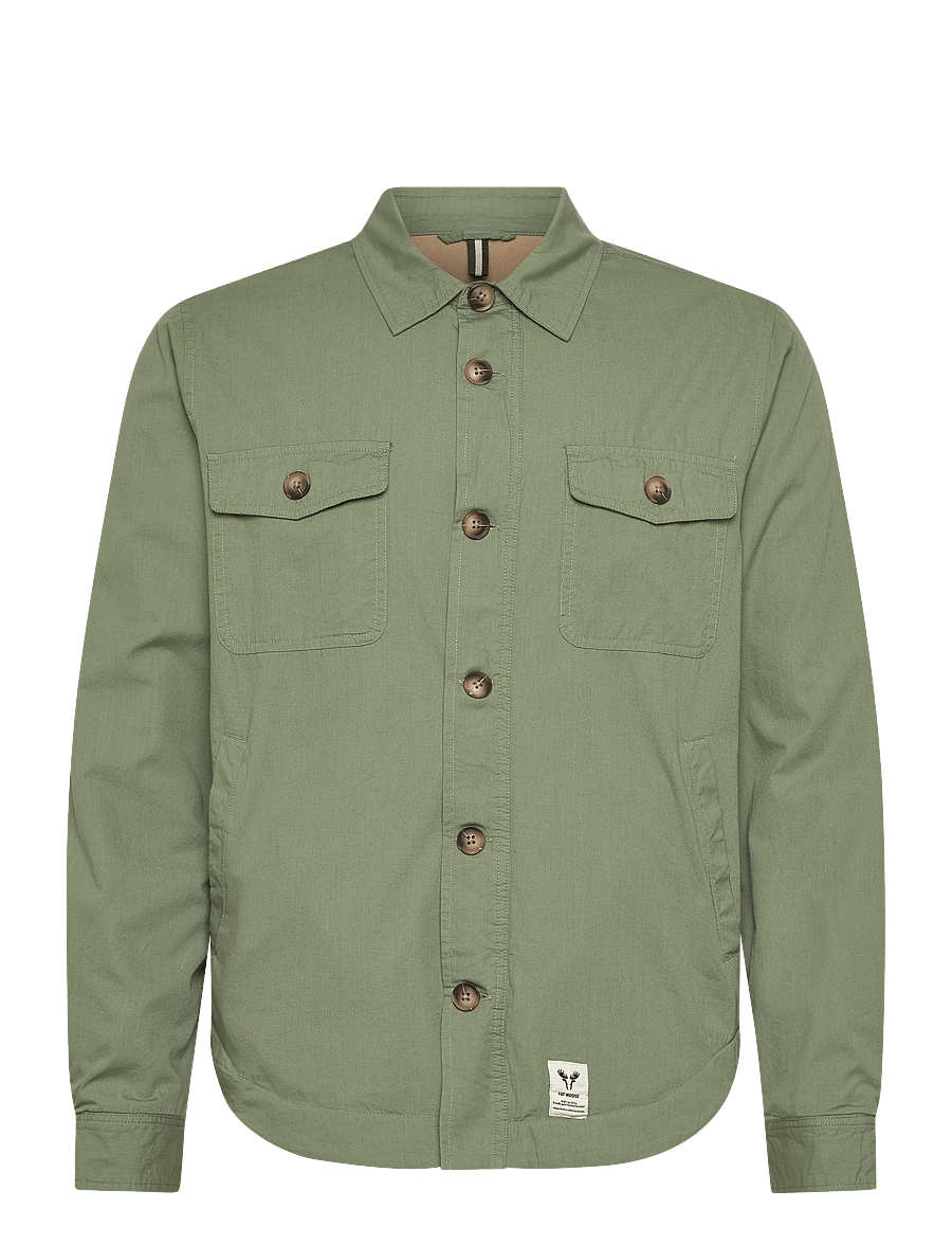 Fat Moose - Arvid cotton overshirt - overshirts - dusty green - 1