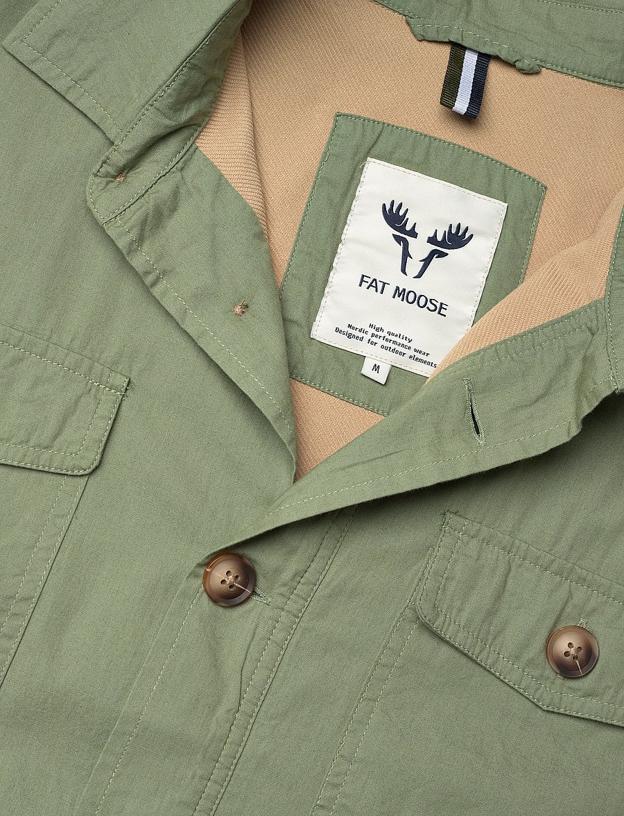 Fat Moose - Arvid cotton overshirt - overshirts - dusty green - 5