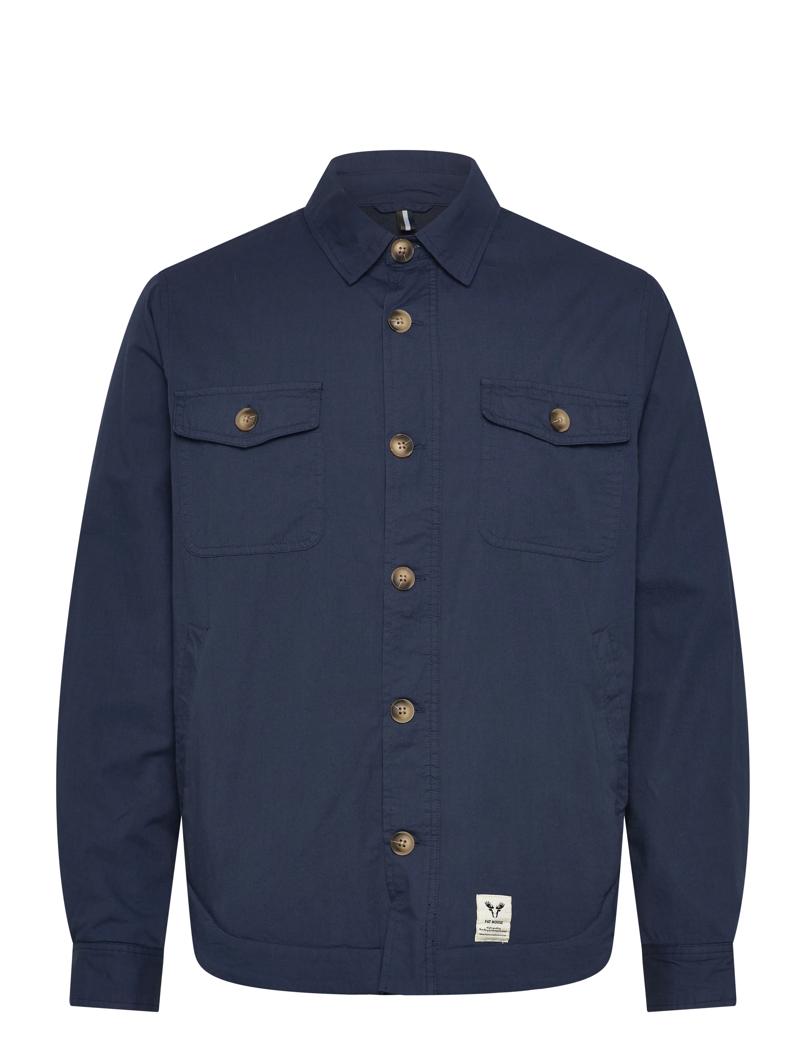 FAT MOOSE Arvid Baumwolle Overshirt Navy - XL - Herren