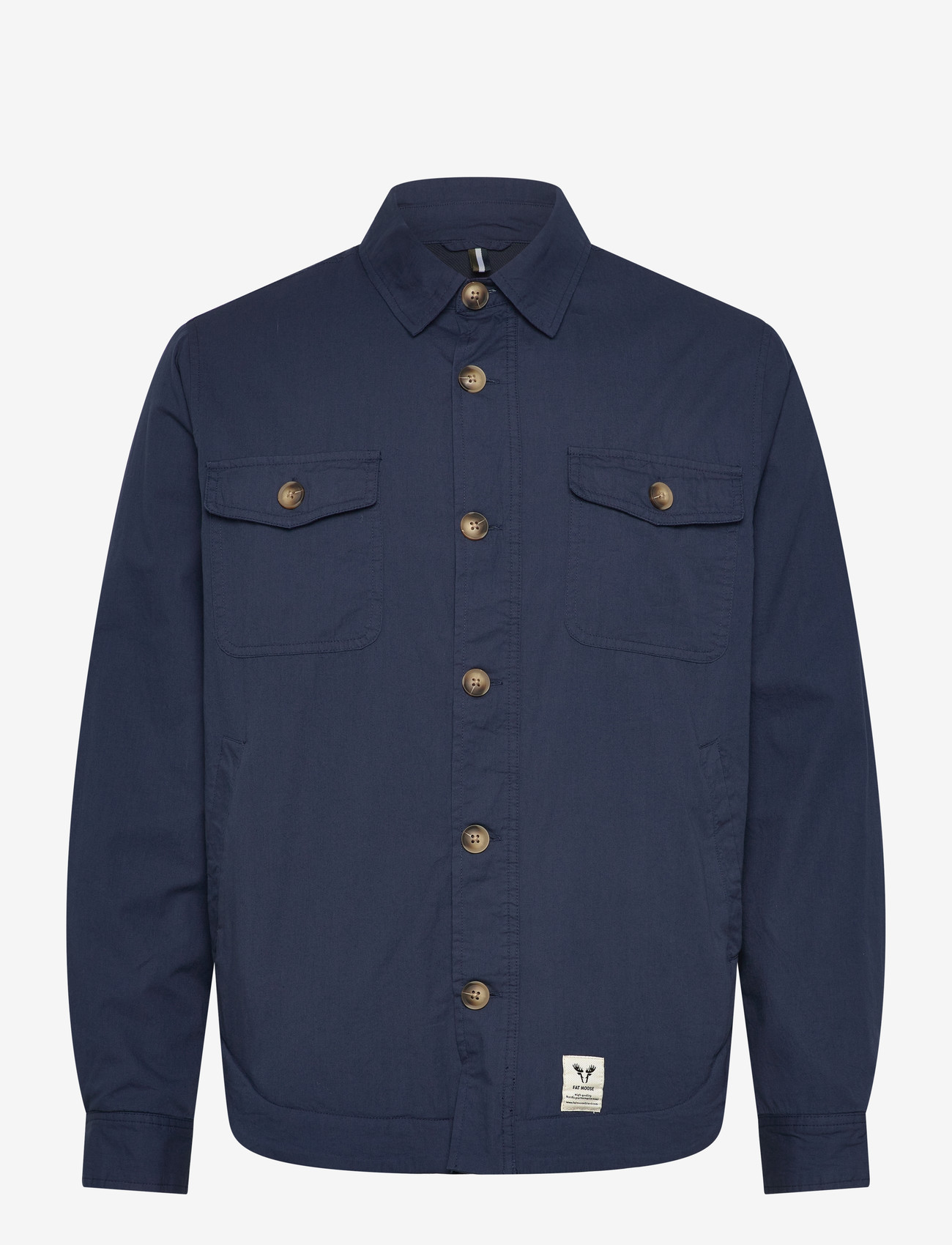 Fat Moose - Arvid cotton overshirt - kollektioner - navy - 1