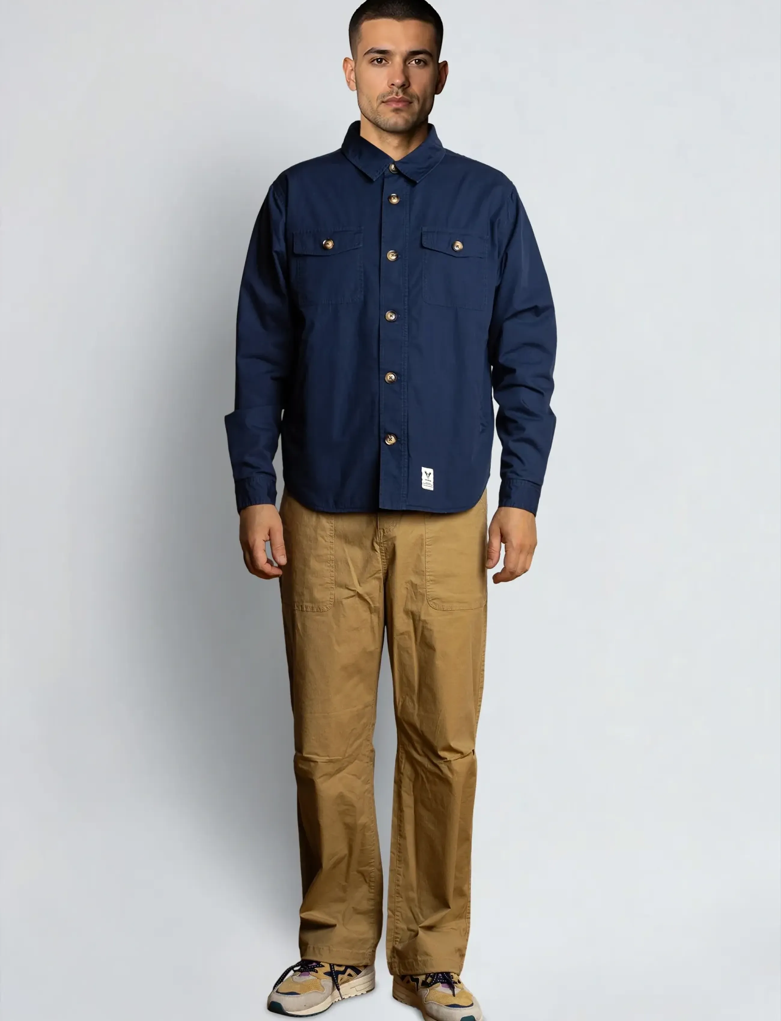 Fat Moose - Arvid cotton overshirt - kollektionen - navy - 3