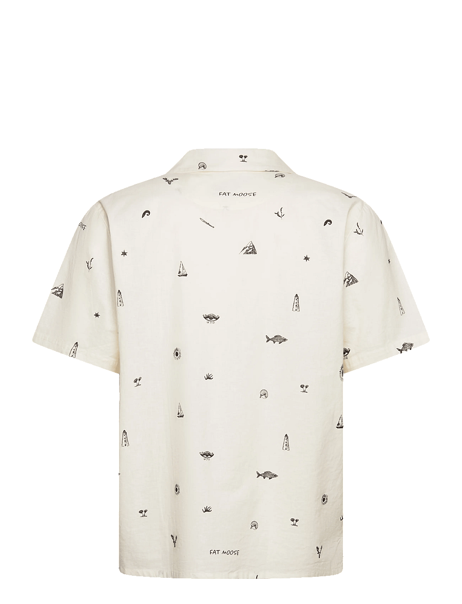 Fat Moose - Icon cotton/linen S/S shirt - kortærmede skjorter - ecru - 2