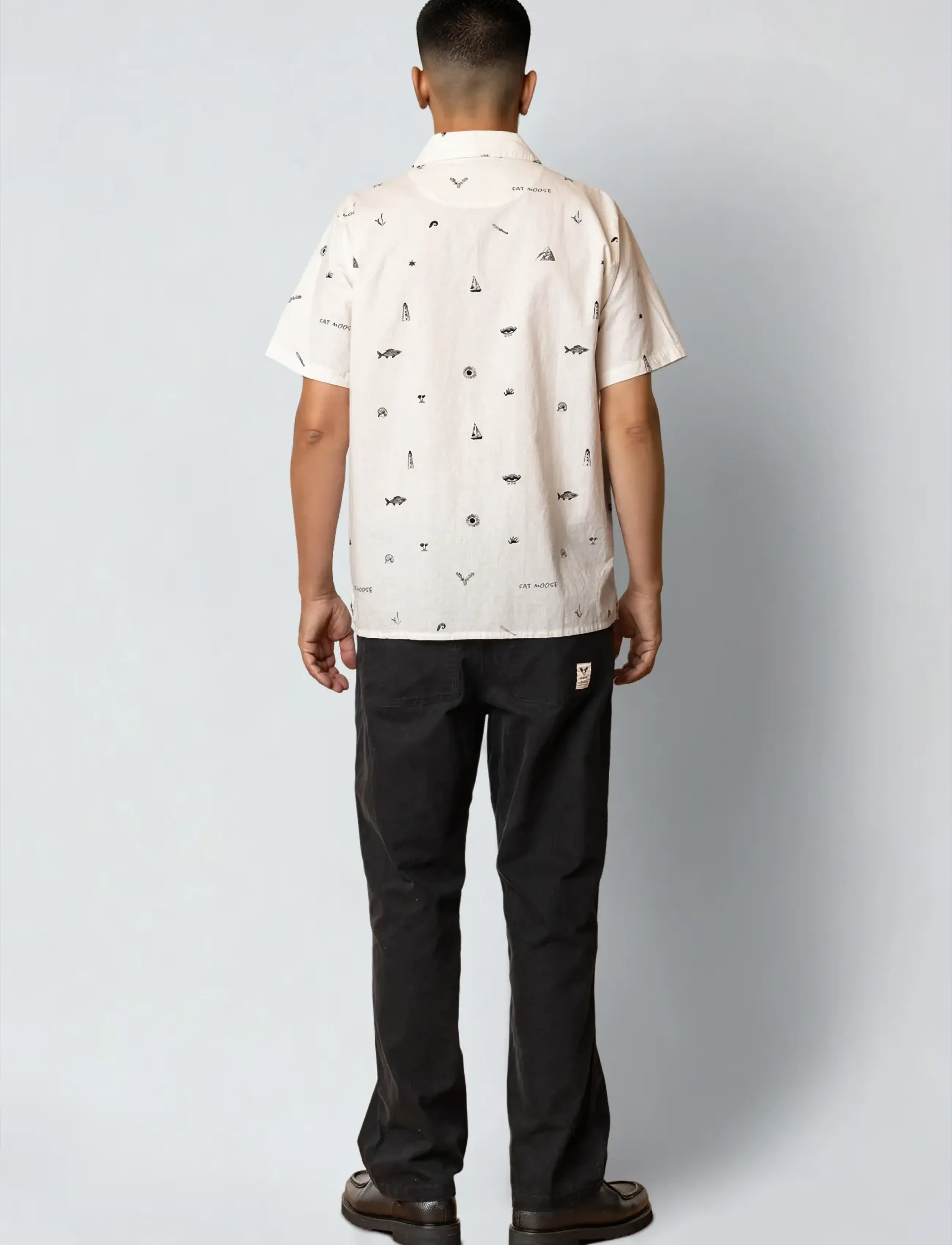 Fat Moose - Icon cotton/linen S/S shirt - kurzarmhemden - ecru - 4