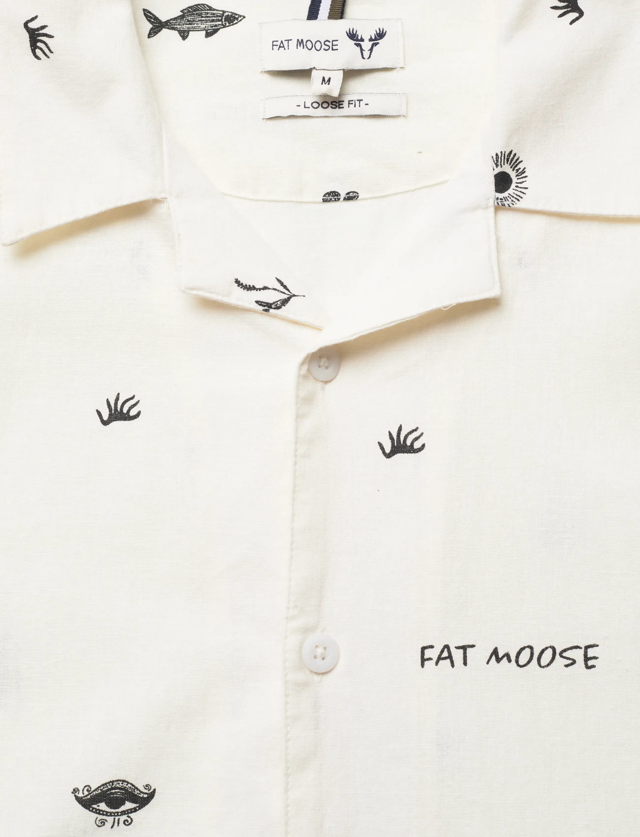 Fat Moose - Icon cotton/linen S/S shirt - kurzarmhemden - ecru - 5