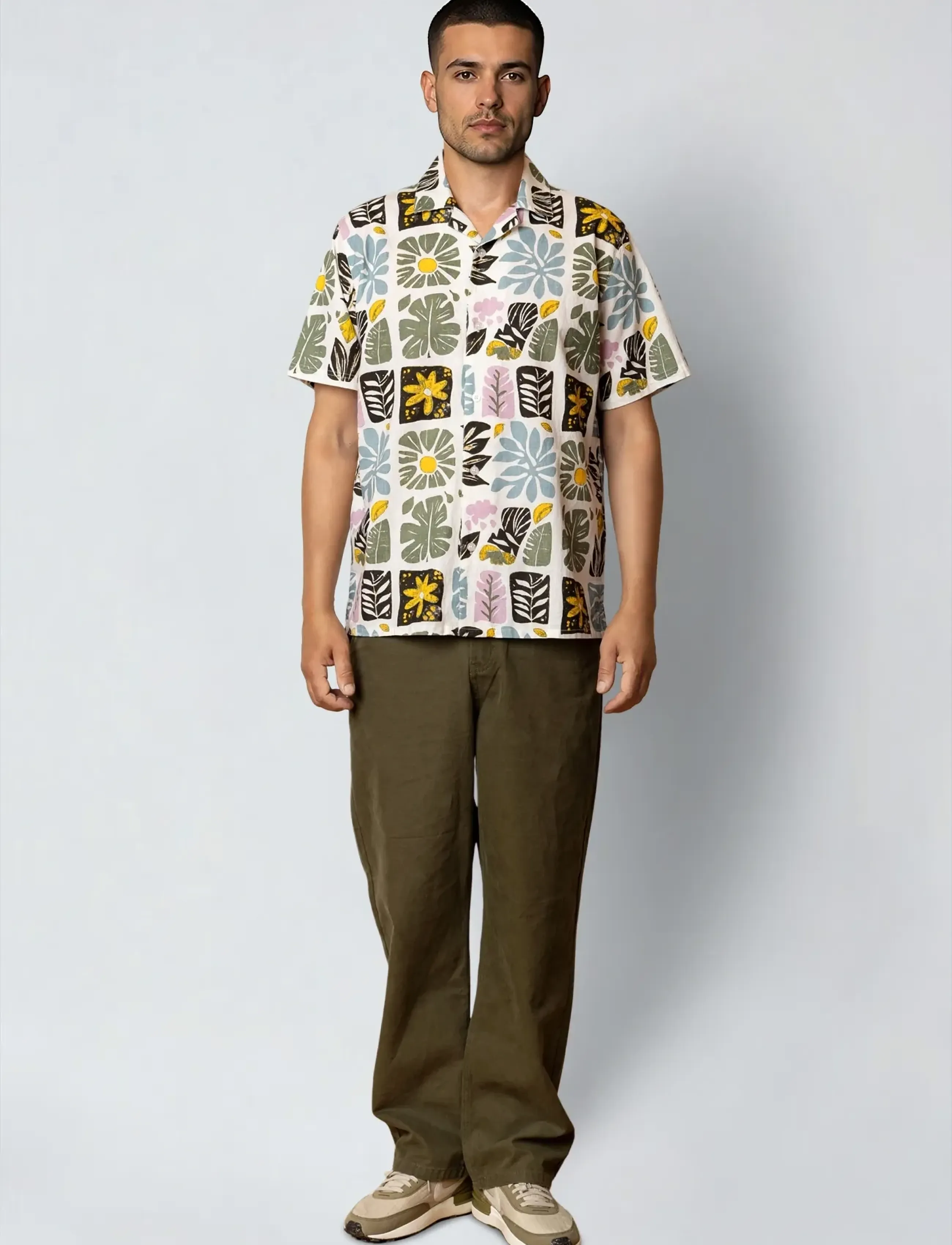 Fat Moose - Sea cotton/linen S/S shirt - kortärmade skjortor - ecru - 3