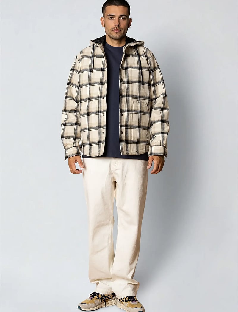 Fat Moose - Brody checked jacket - down jackets - check/ecru/navy - 3