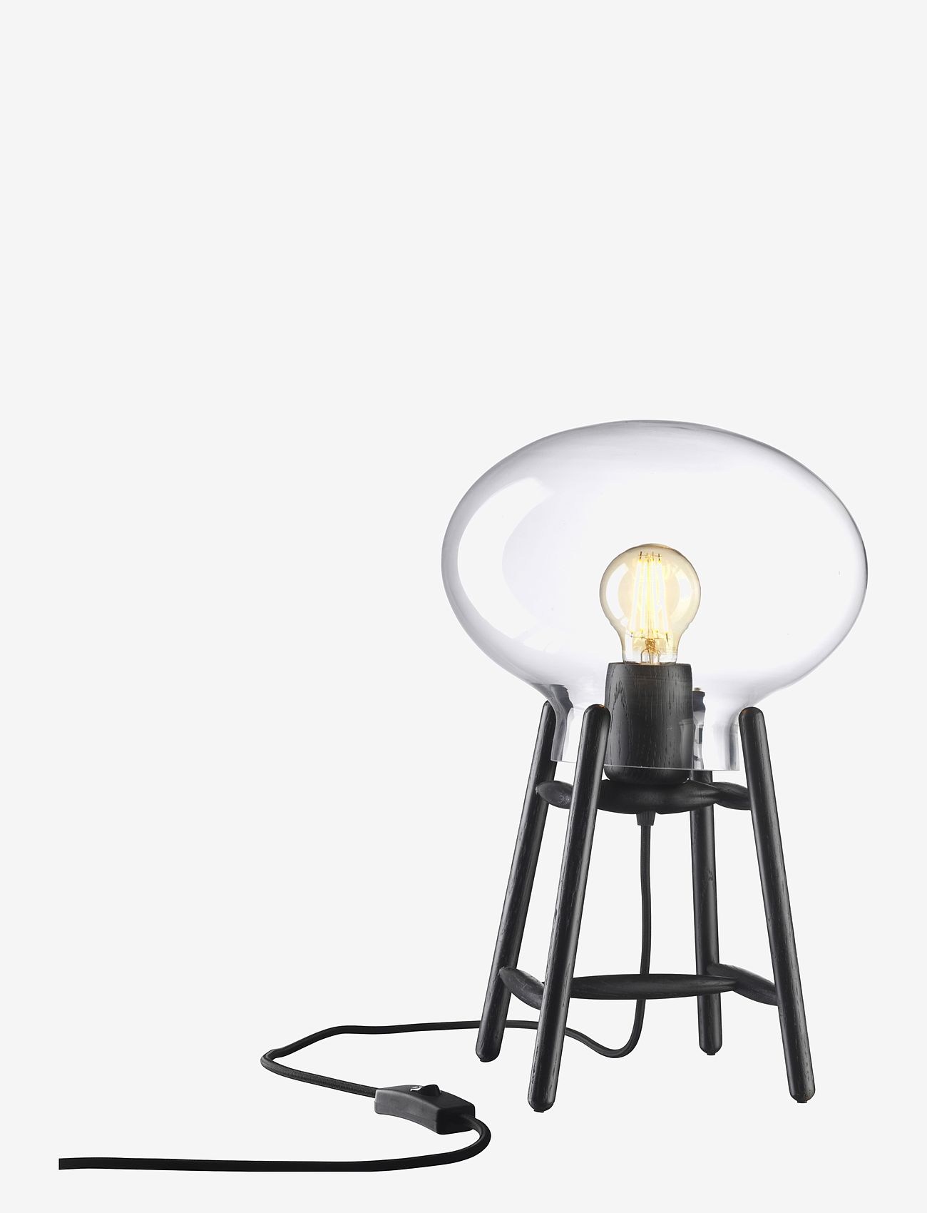 FDB Møbler - U4 - Hiti Table lamp - black, clear glass, black cord - 0