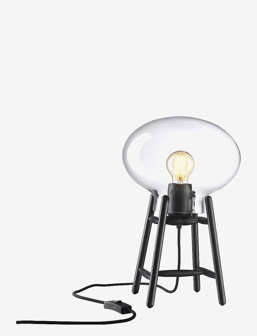 FDB Møbler - U4 - Hiti Table lamp - black, clear glass, black cord - 0