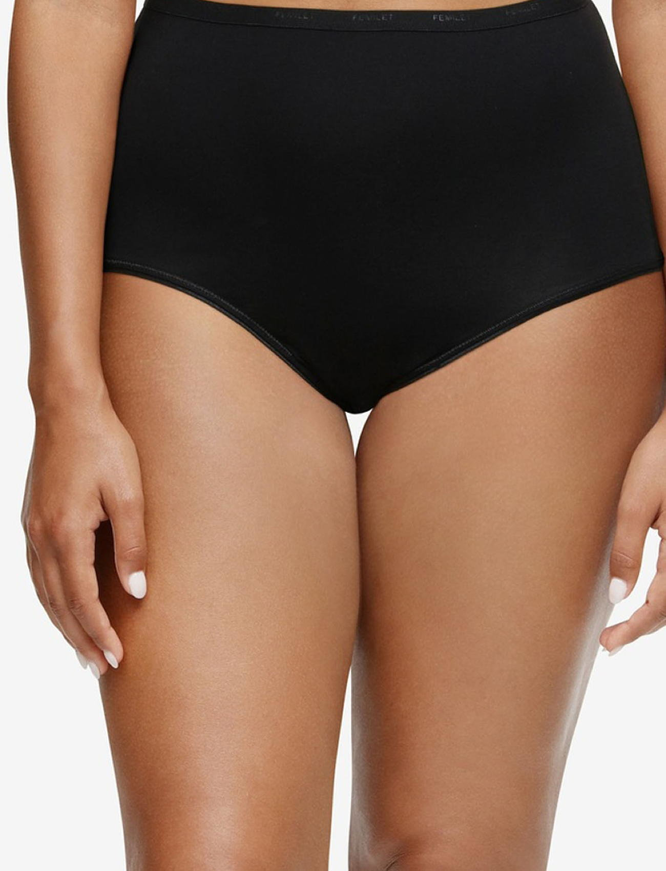 Femilet Basic Cotton High Waist Brief, Kvinder, Højtaljet Trusse, Sort, Str: 42