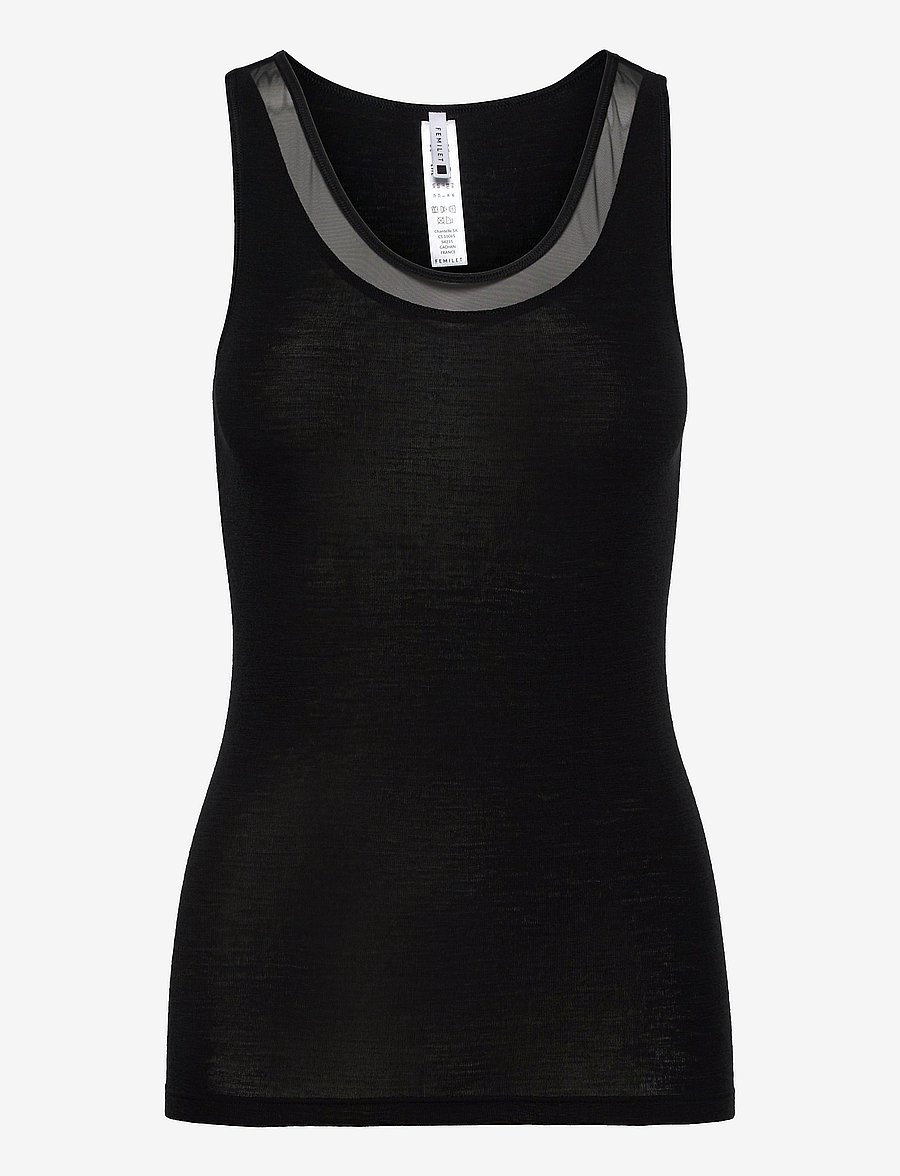 Femilet - JULIANA TANK TOP WOOL - sleeveless tops - black - 1
