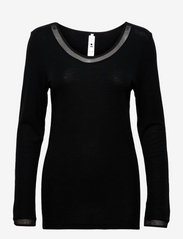 Femilet - Juliana Wool Long Sleeve T-shirt - topjes met lange mouwen - black - 1