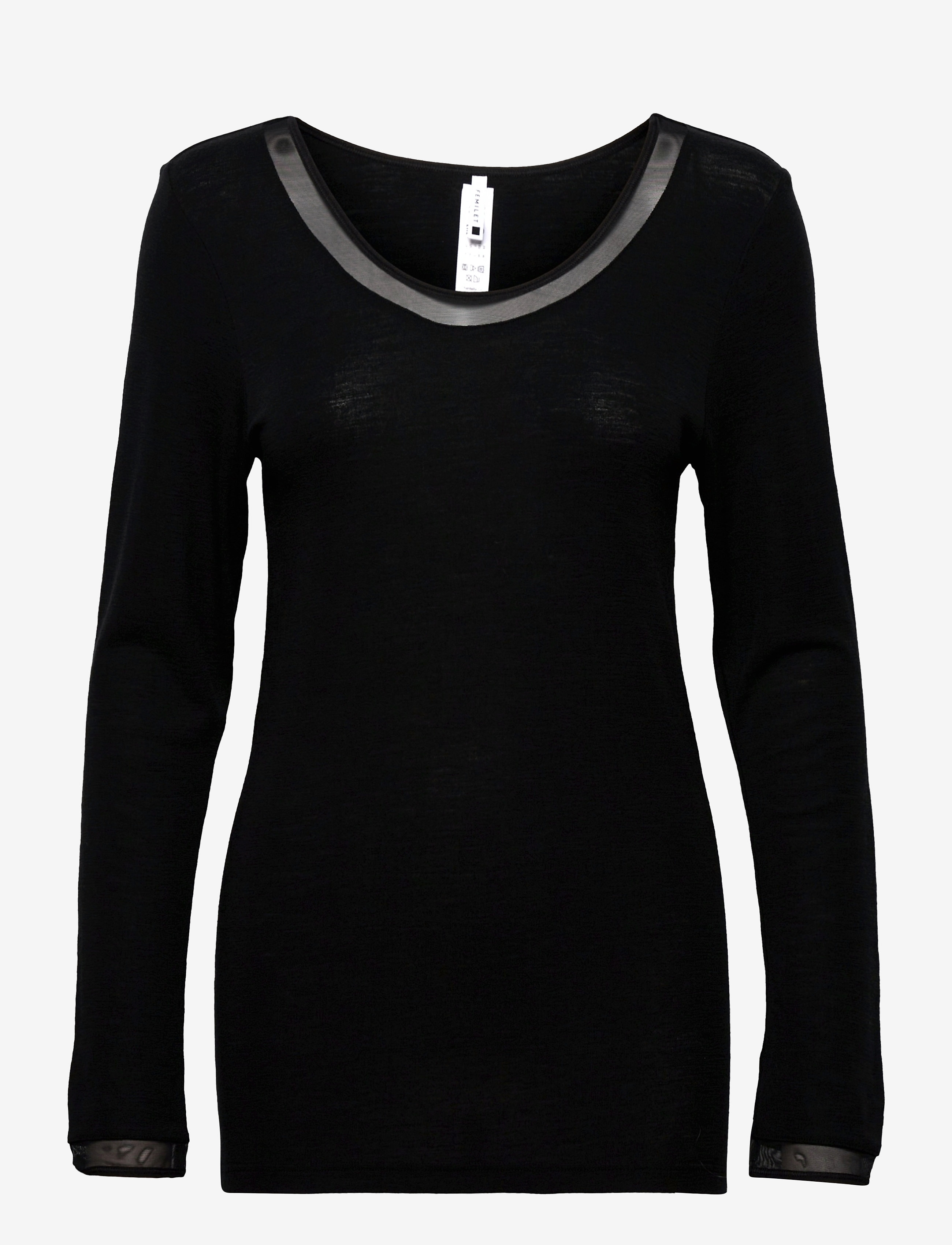 Femilet JULIANA T-SHIRT LONG SLEEVE WOOL - Femilet - BLACK / black
