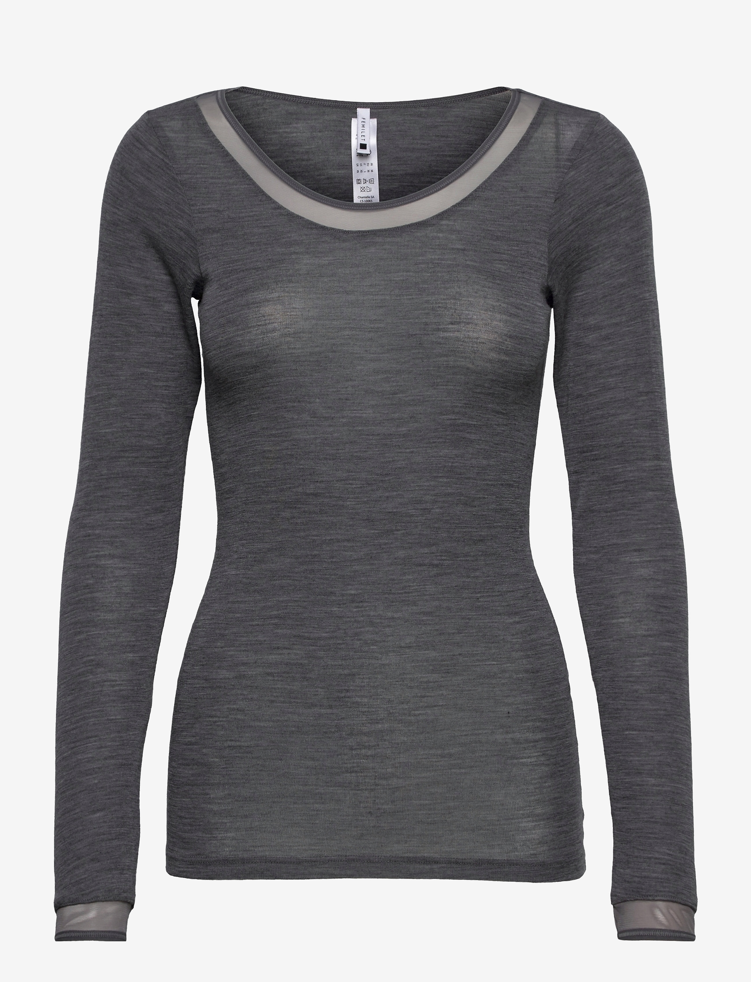 Femilet JULIANA T-SHIRT LONG SLEEVE WOOL - Transitional Layering - HEATHER GREY / grey